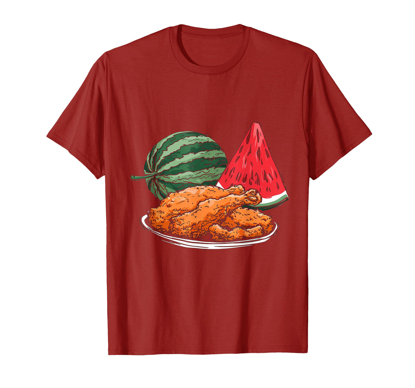 Fried Chicken And Watermelon Fruit Summer Men Women Girls T-Shirt