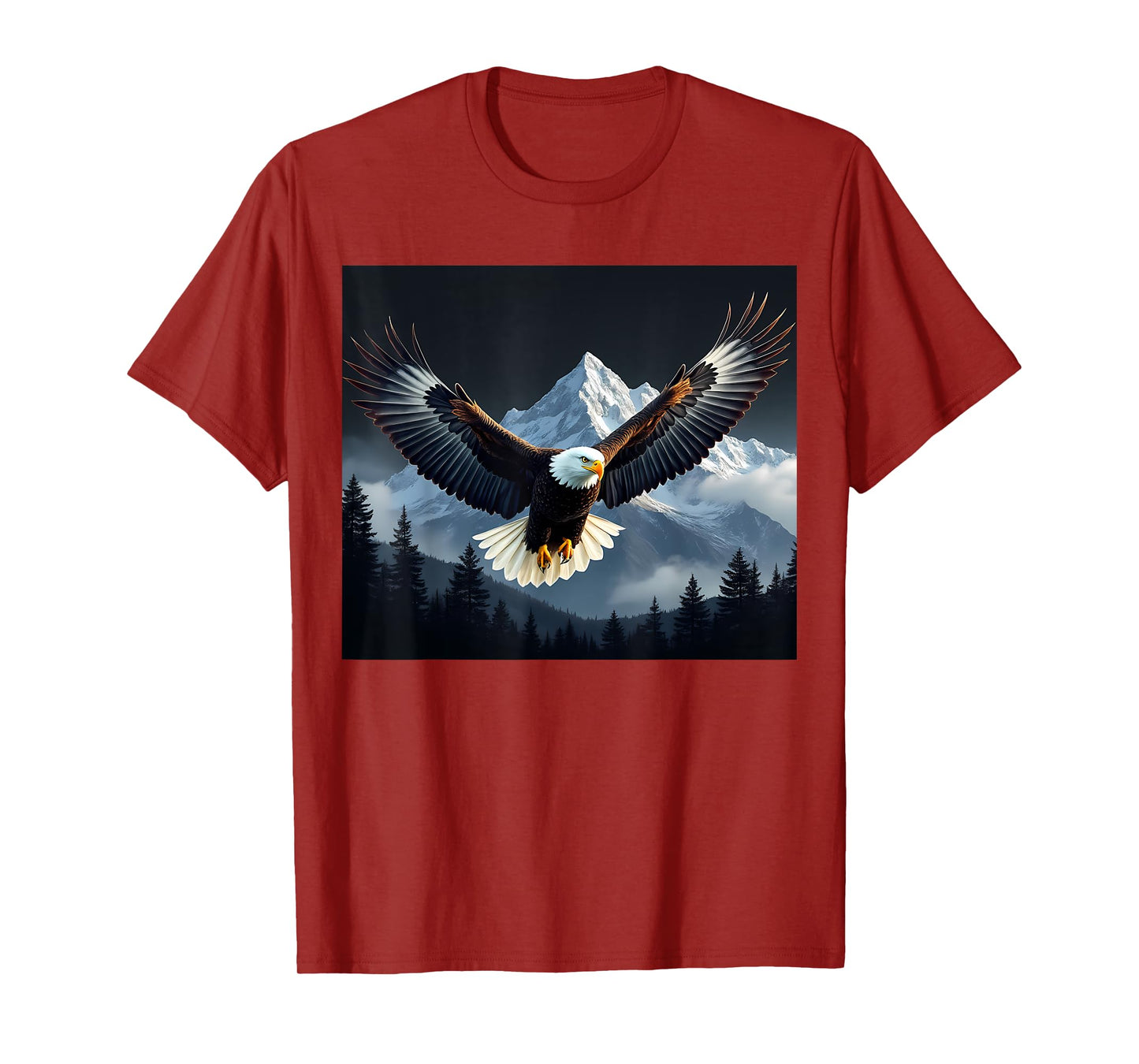 Bald Eagle Bird Mountains Forest Nature Cool Animal Graphic T-Shirt