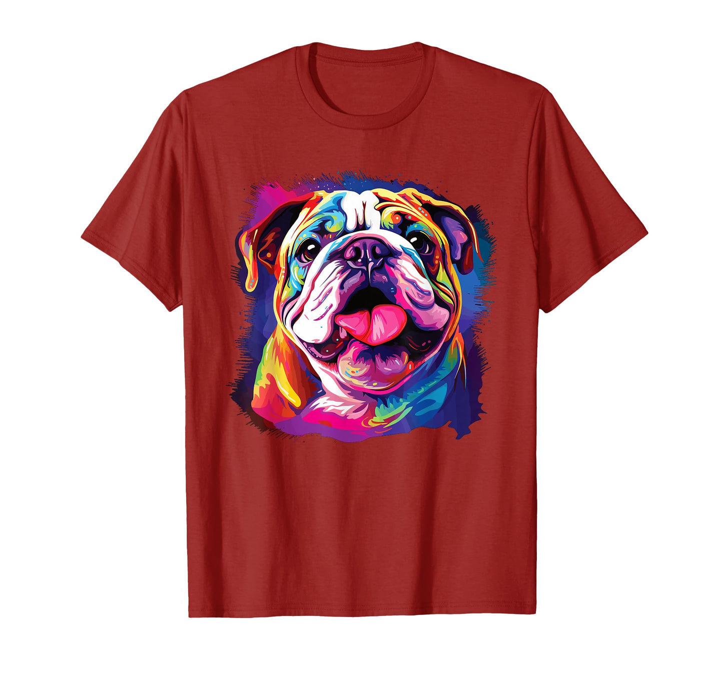 Watercolor Colorful English Bulldog Dogs T-Shirt for Men Women Girls Kids
