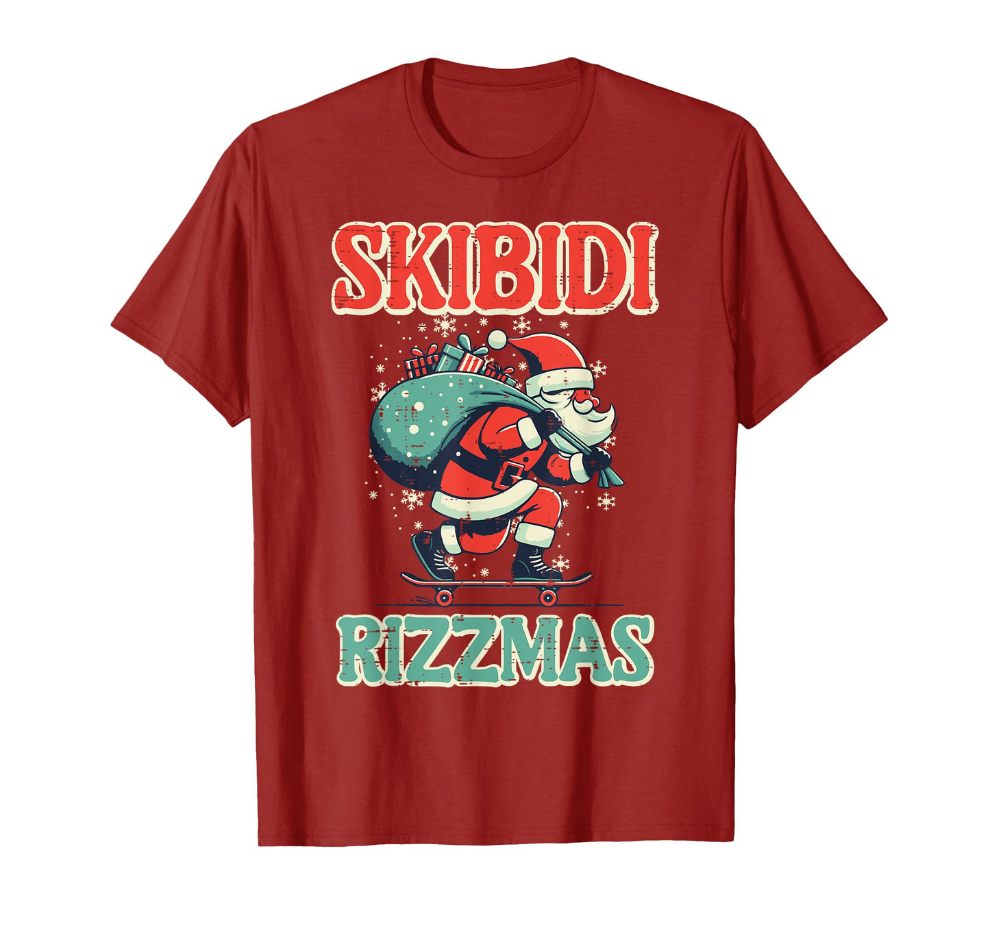Skibidi Rizzmas Santa Funny Christmas Boys Teens Kids Men T-Shirt