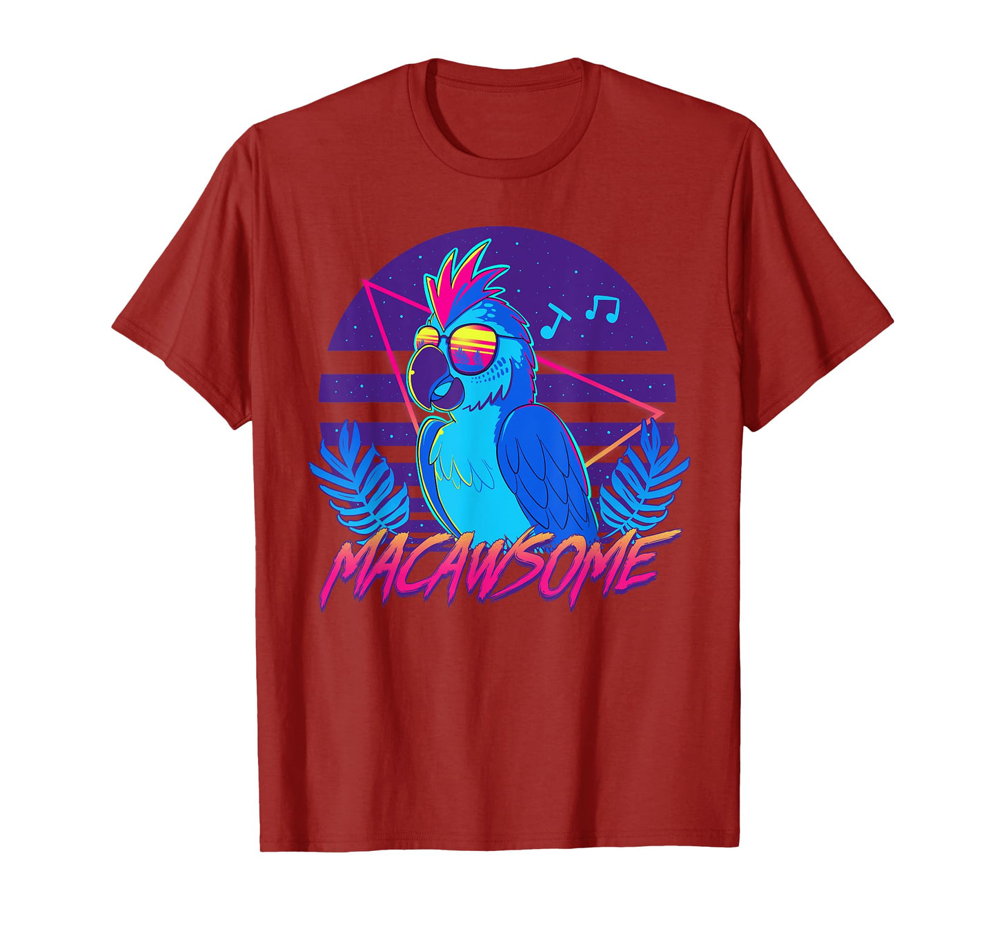 Macawsome - Macaw Parrot Retrowave 80s - T-Shirt T-Shirt