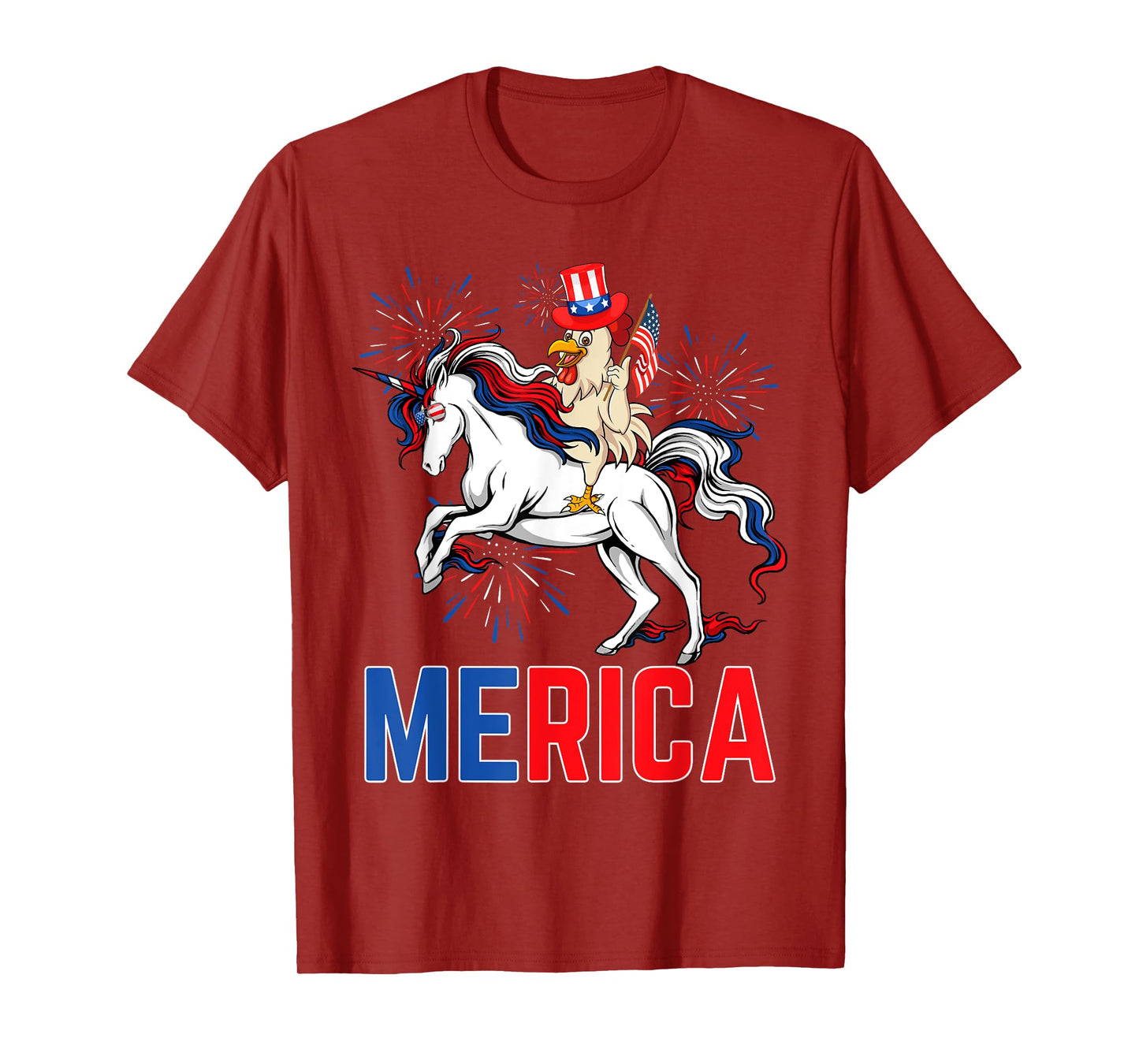 Funny Merica Chicken Unicorn American Flag Happy 4th Of July T-Shirt