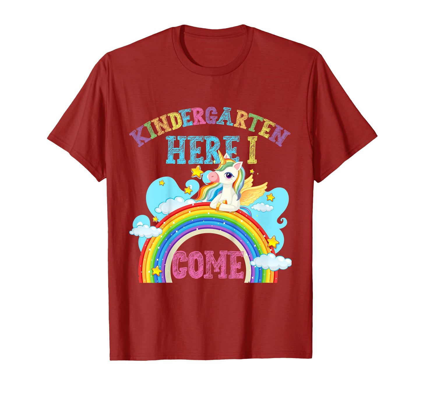 Kids Rainbow Unicorn Lover Kindergarten Here I Come School T-Shirt
