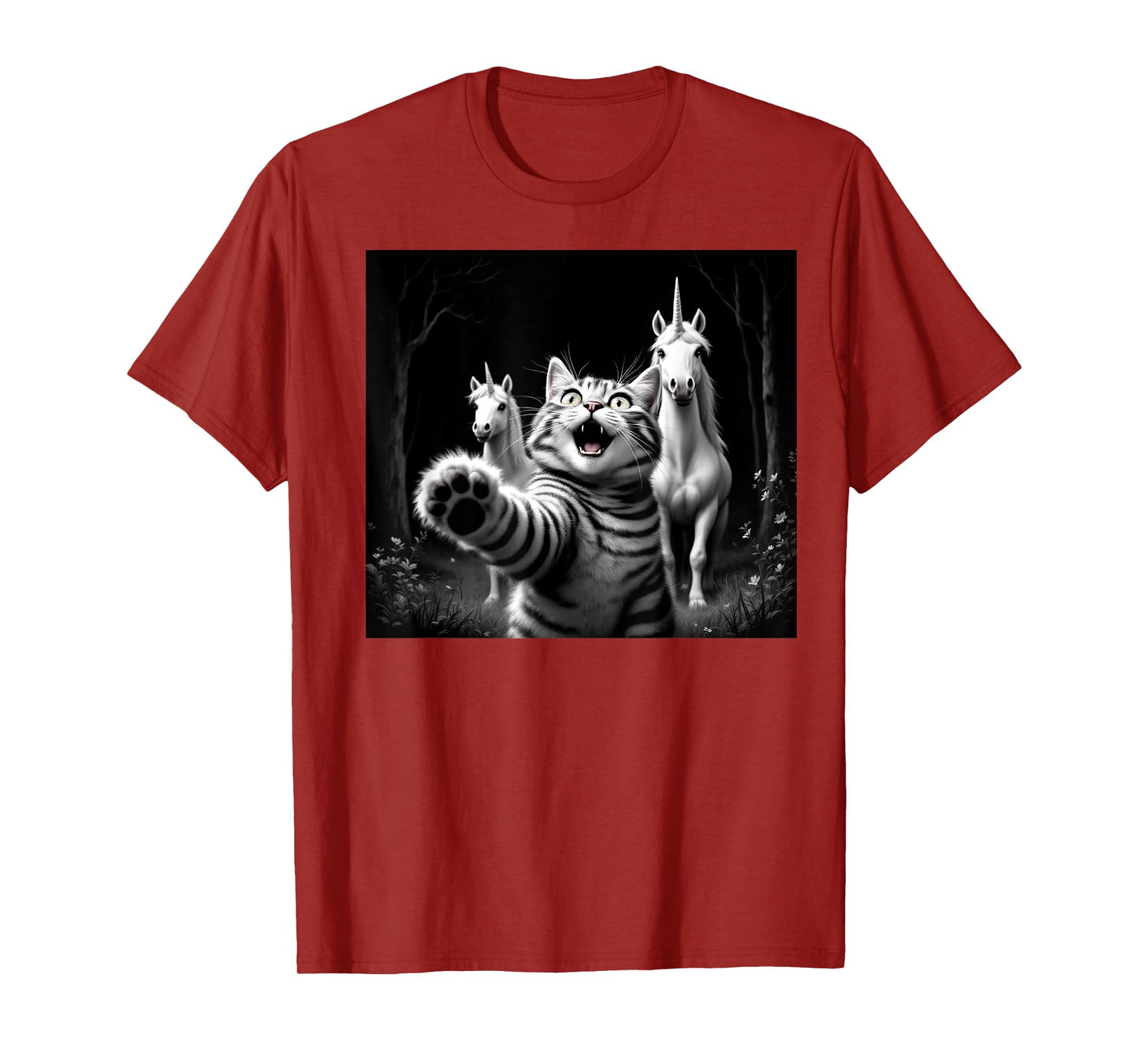 Funny Cat & Unicorns Selfie Funny Meow Cats Unicorn Lover T-Shirt for Men Women Girls Kids