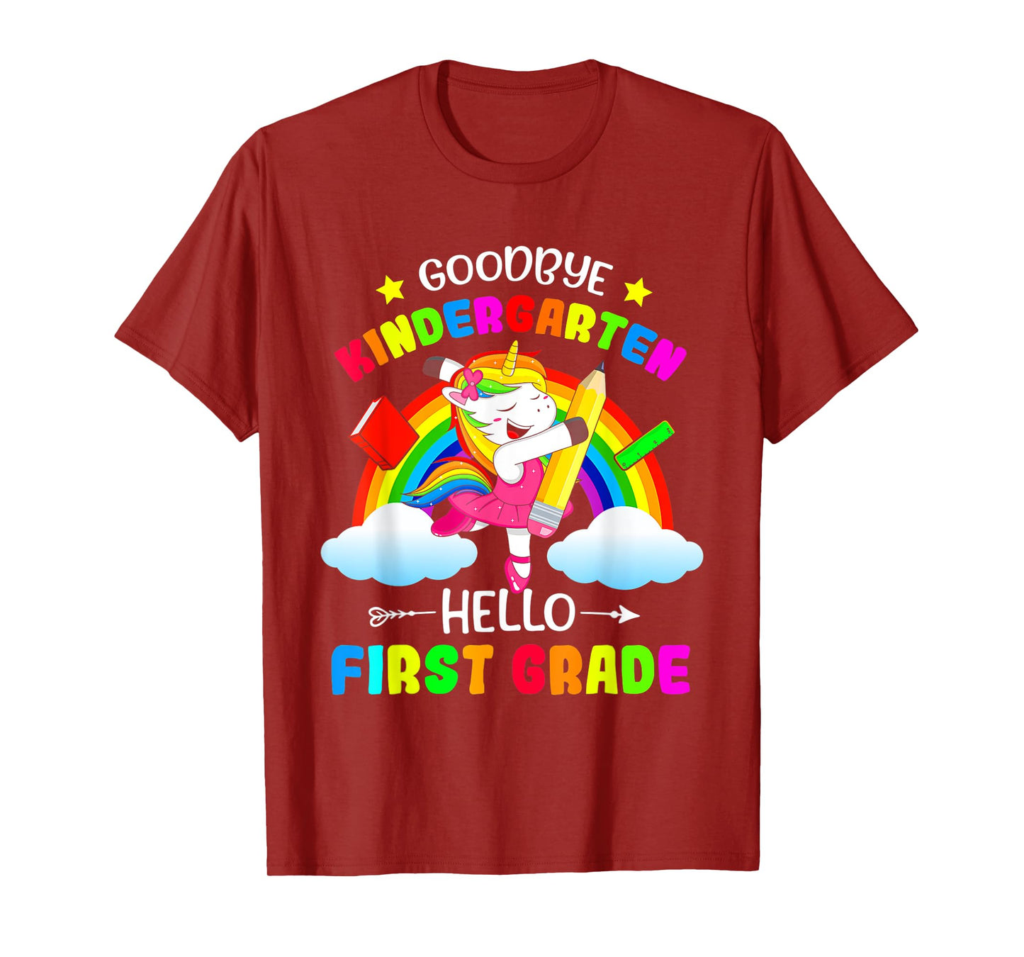 Goodbye Kindergarten Hello 1st Grade Unicorn Girls 2025 Grad T-Shirt