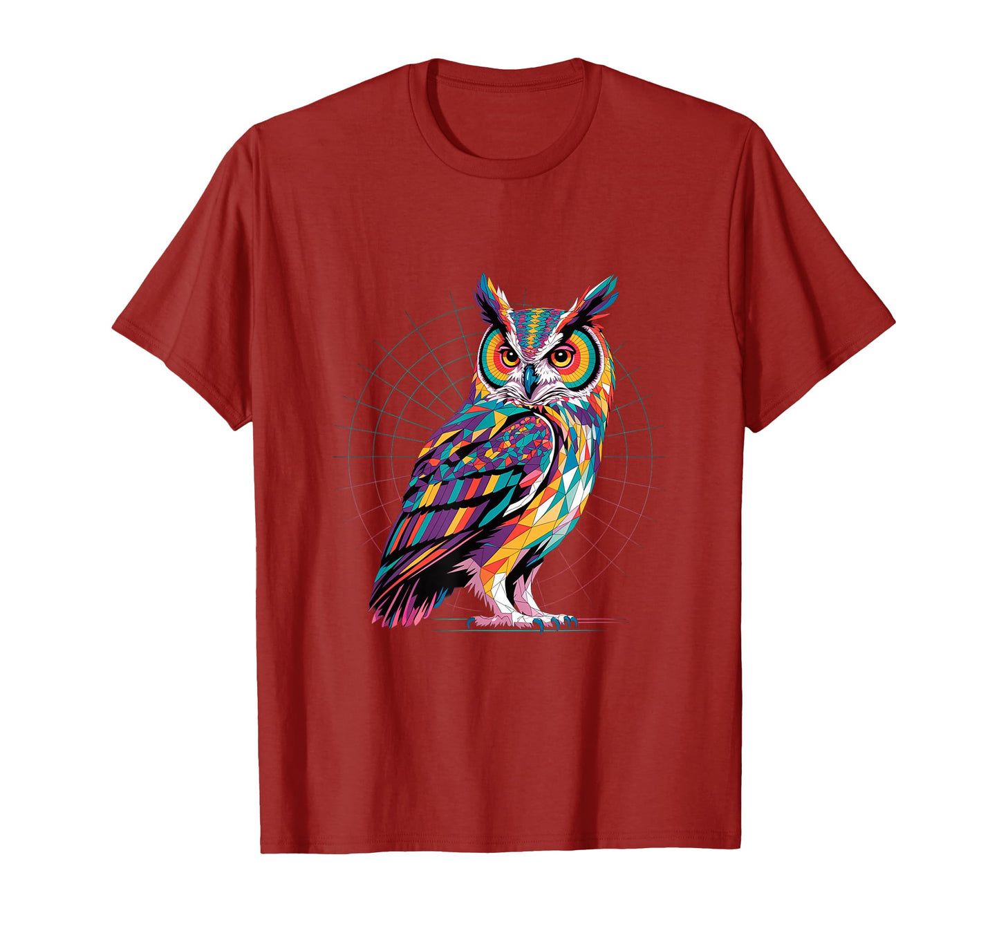 Geometric Owl Art Polygon Bird Illustration with Mystical T-Shirt
