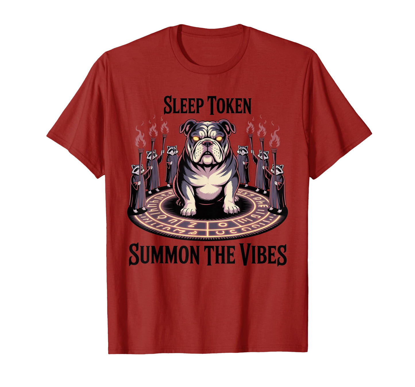 Bulldog Summoning Ritual Sleep Token Aesthetic with Raccoon T-Shirt