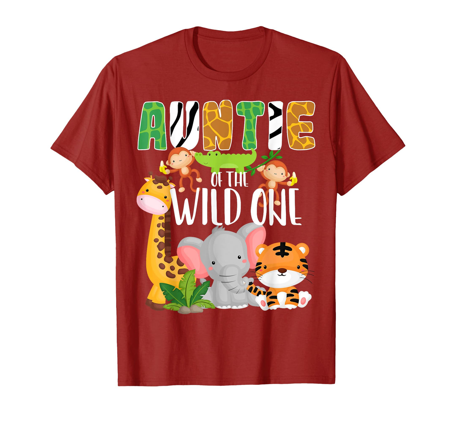Auntie of the Wild One Zoo Theme Birthday Safari Animals T-Shirt