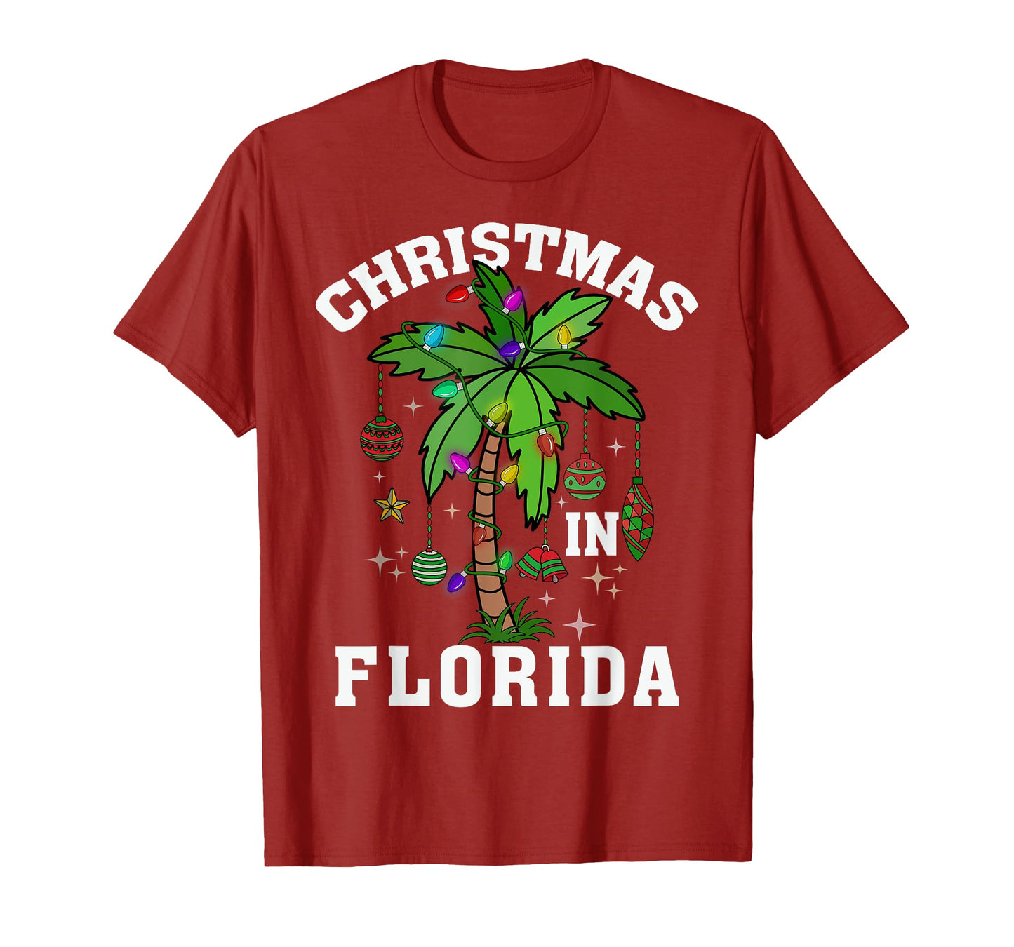 Christmas In Florida Deck The Palm Tree Xmas Winter Vacation T-Shirt