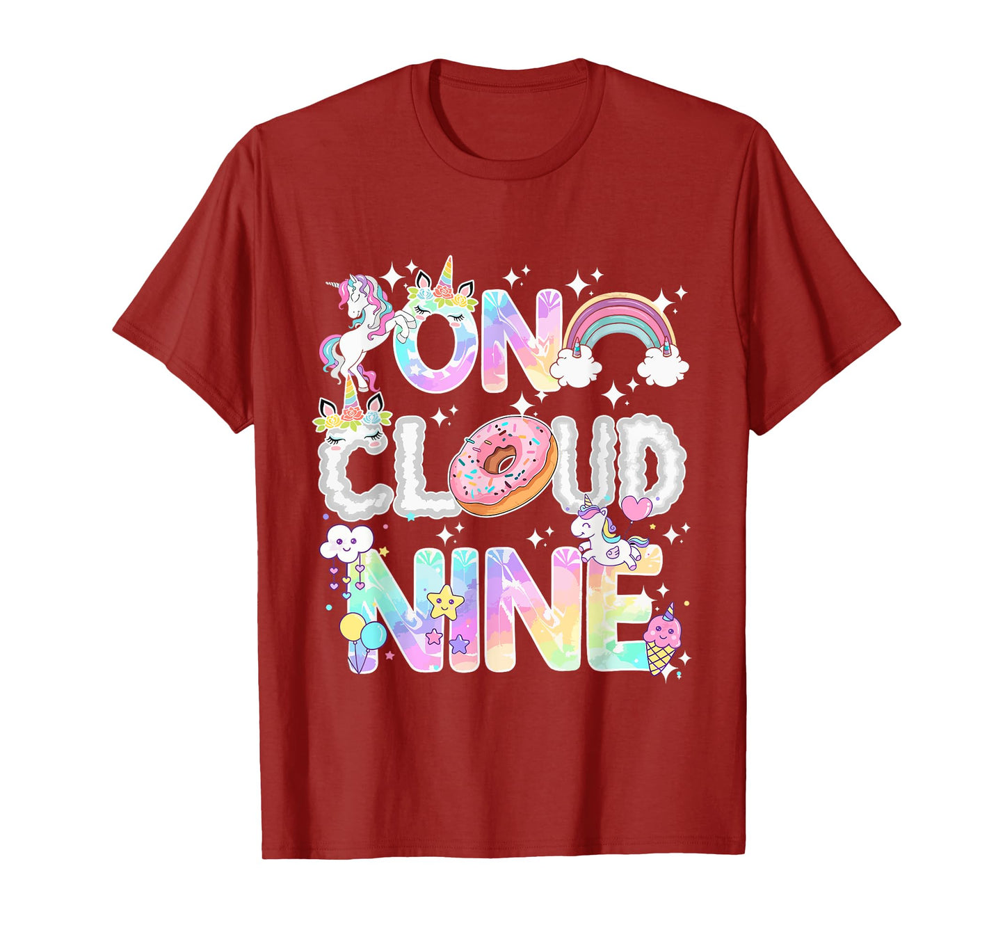 On Cloud Nine Unicorn Donut Birthday Shirt, 9th Birthday T-Shirt