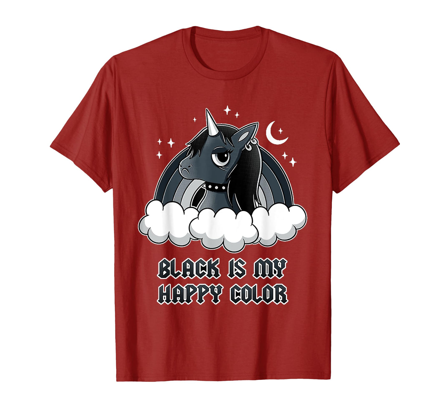Unicorn Gothic Black is my happy color T-Shirt