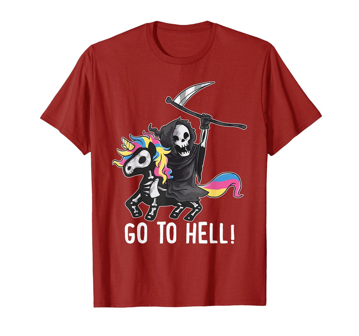 Gehe zum Hölle Unicorn Sugar Skull Grim Reaper Halloween T-Shirt