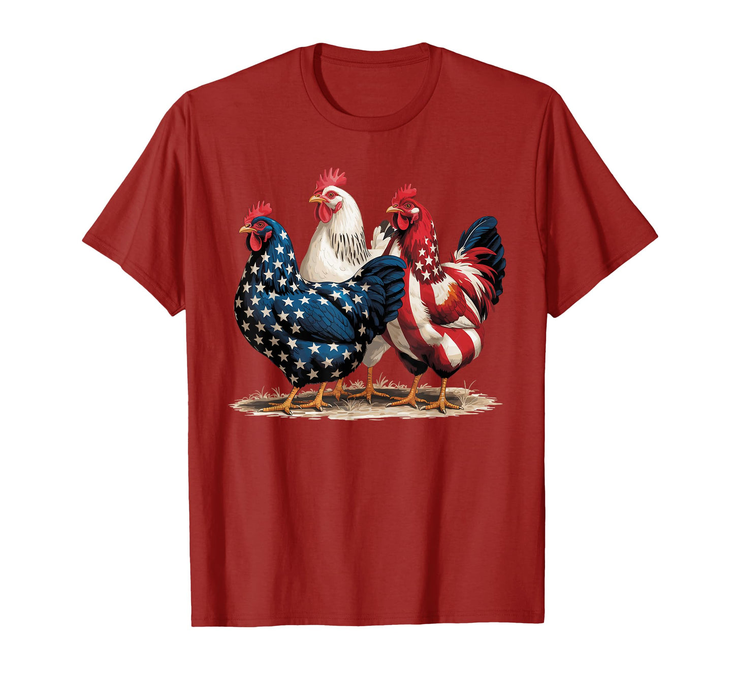 Funny American Flag Rooster Independence Day 4th of July men T-Shirt