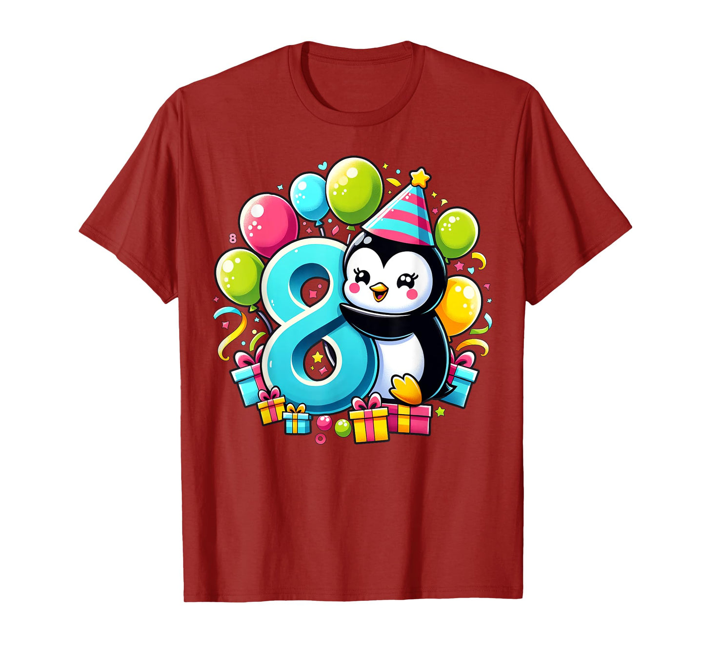 Penguin 8th birthday for boy girl 8 years old eight Penguin T-Shirt