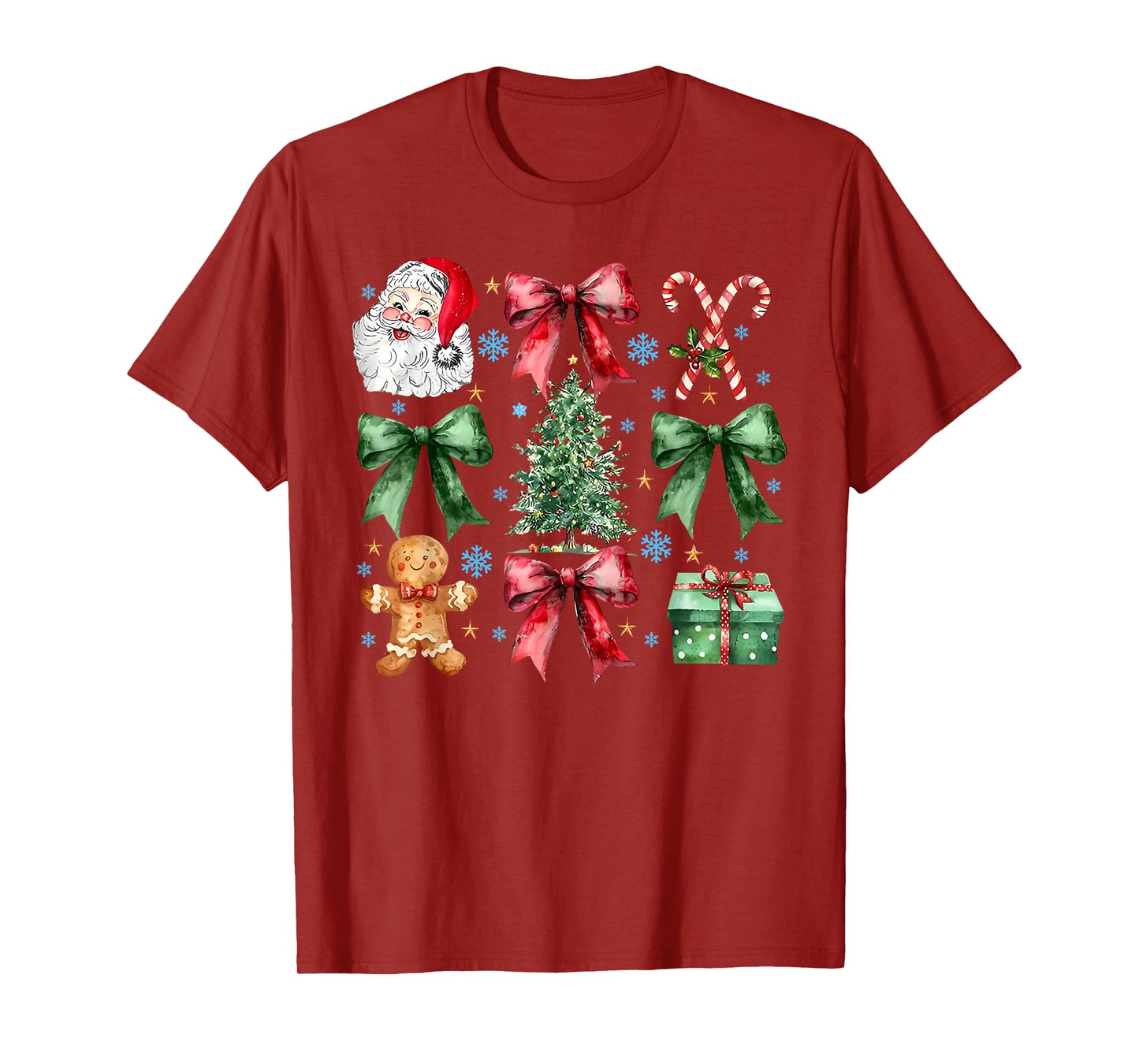 Gingerbread Santa Coquette Bow Christmas Xmas Tree Holiday T-Shirt