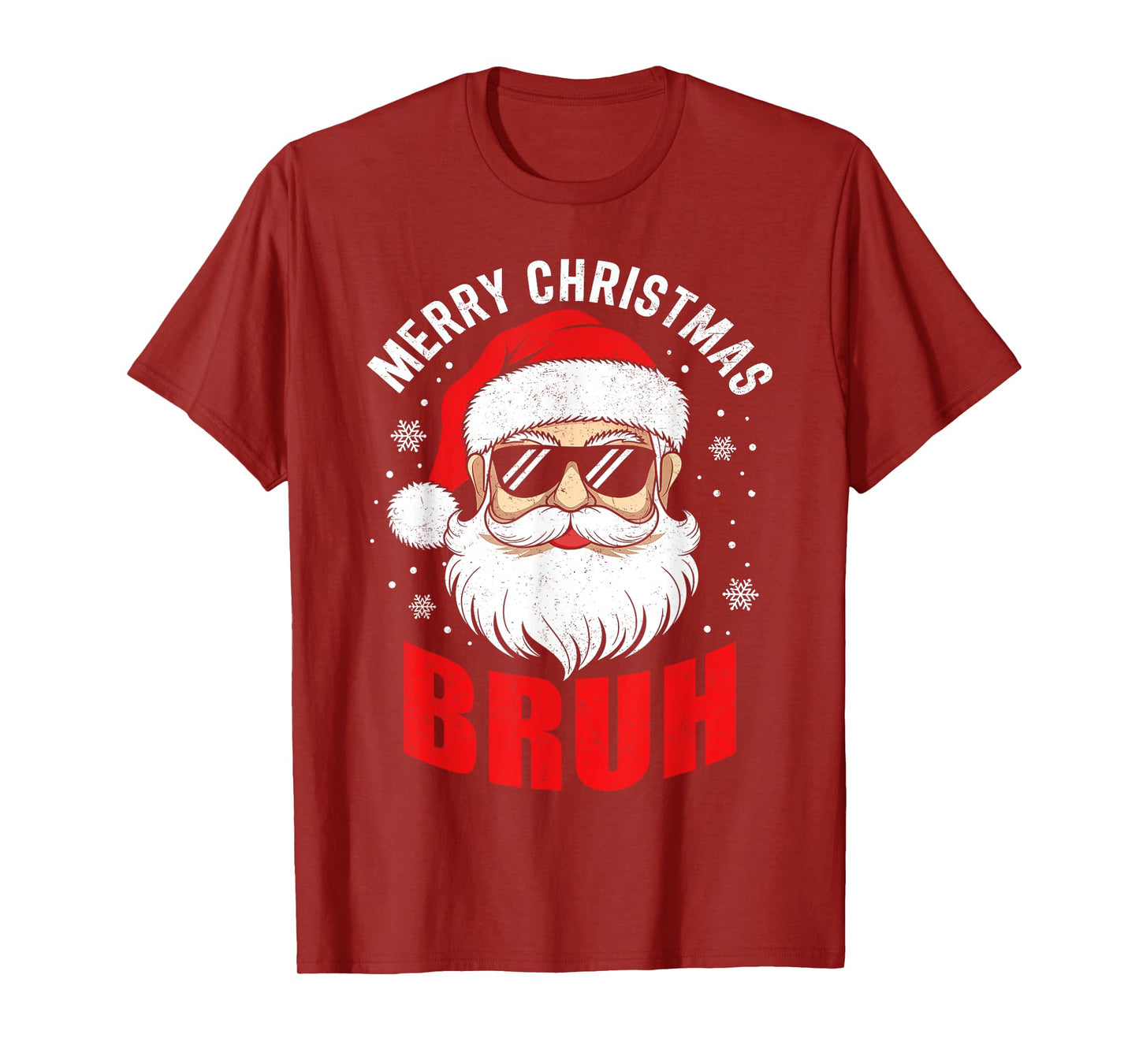Bruh Merry Christmas Santa Face Funny Xmas Family Men Women T-Shirt