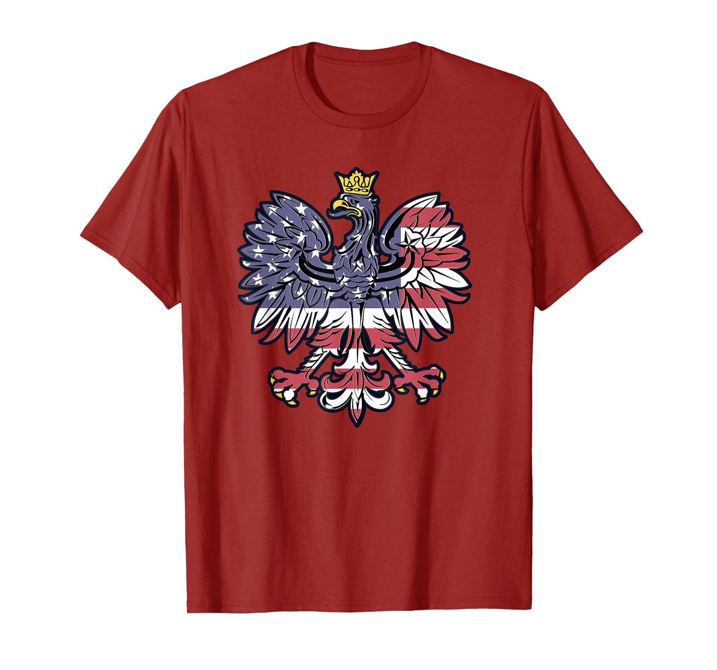 Polish Eagle American Flag Pride Falcon Gift T Shirt T-Shirt