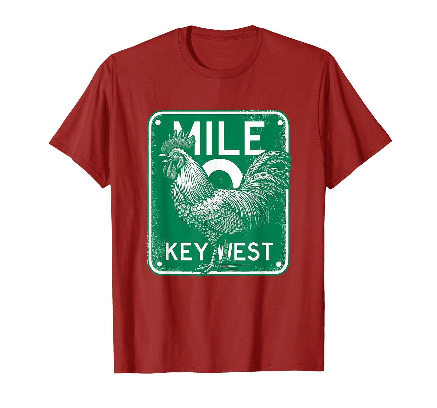 Key West Florida Chicken Retro Mile 0 Rooster Mile Marker T-Shirt