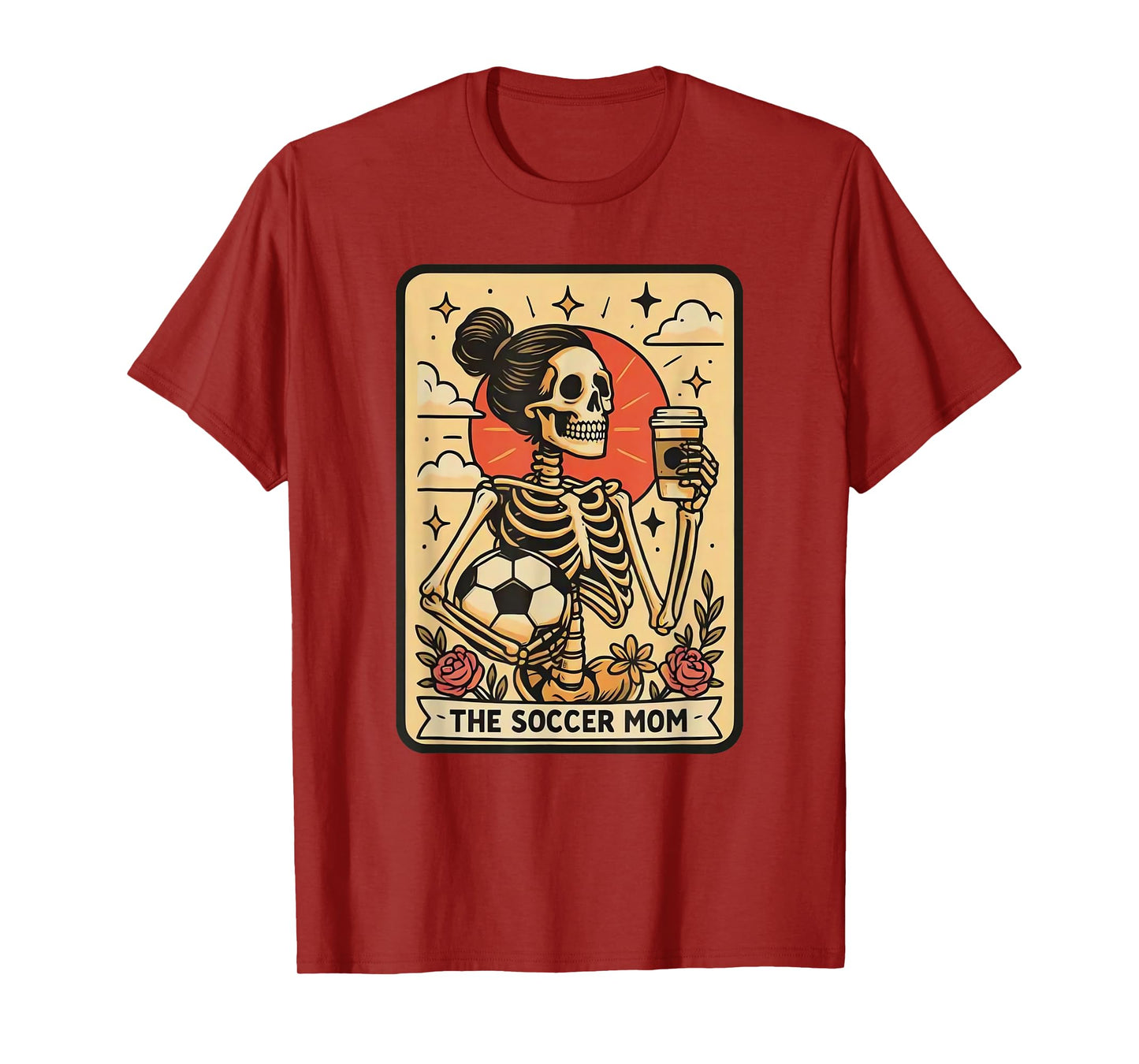 Vintage Funny The Soccer Mom Tarot Card Skeleton Halloween T-Shirt