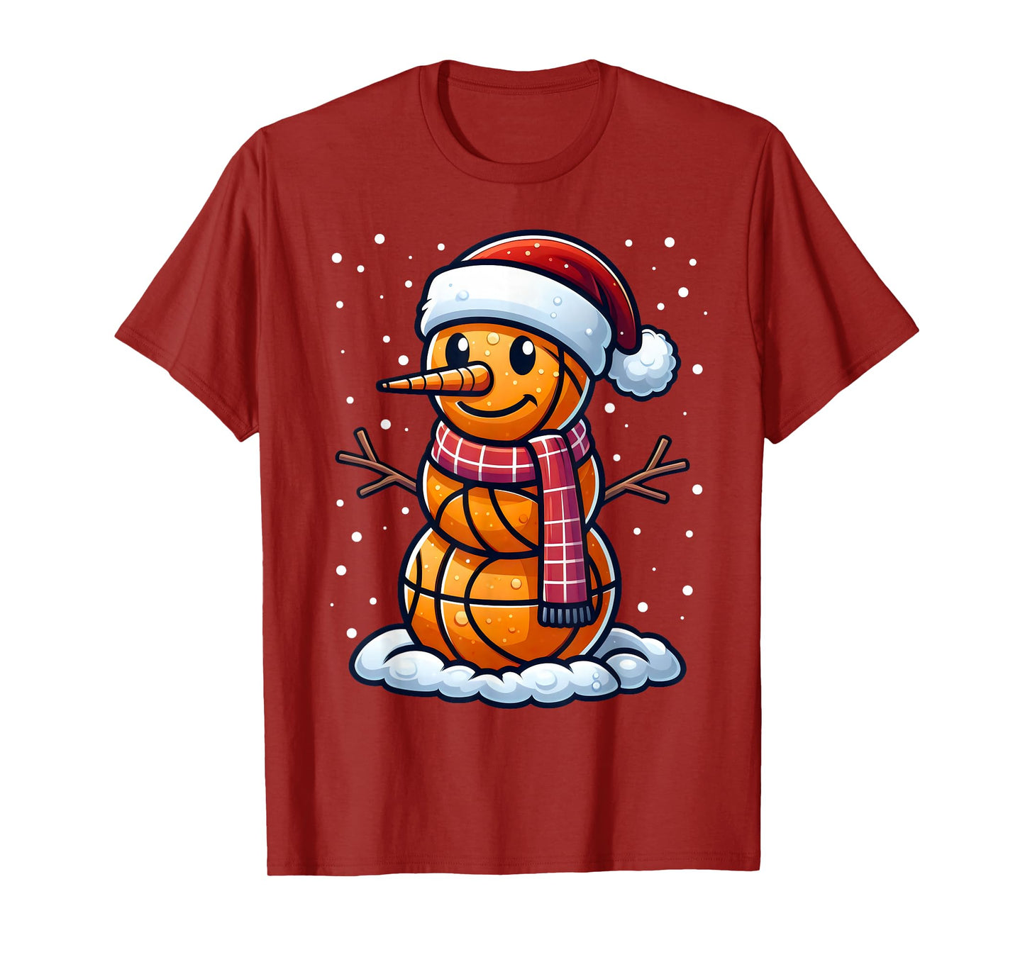 Funny Christmas Basketball Snowman Santa Basketball Boys Men T-Shirt