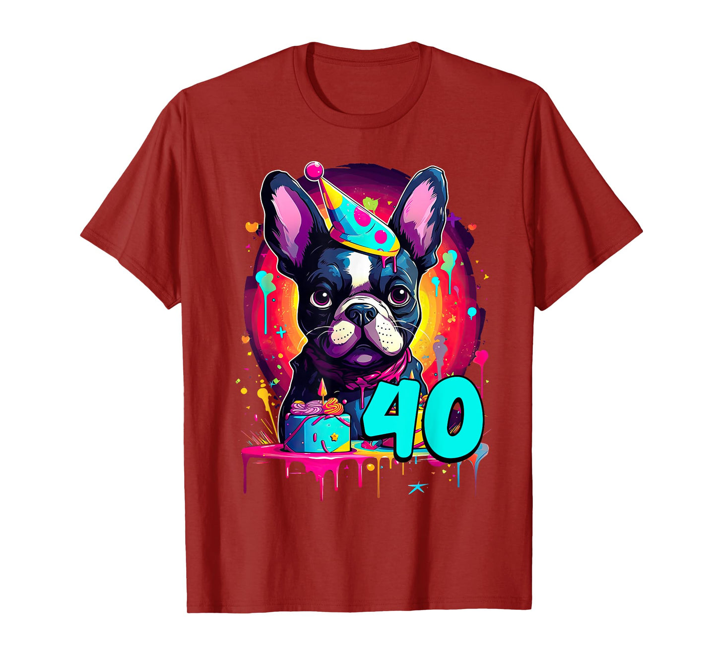 French Bulldog Dog 40th Birthday Themed Party 40 Years Old T-Shirt