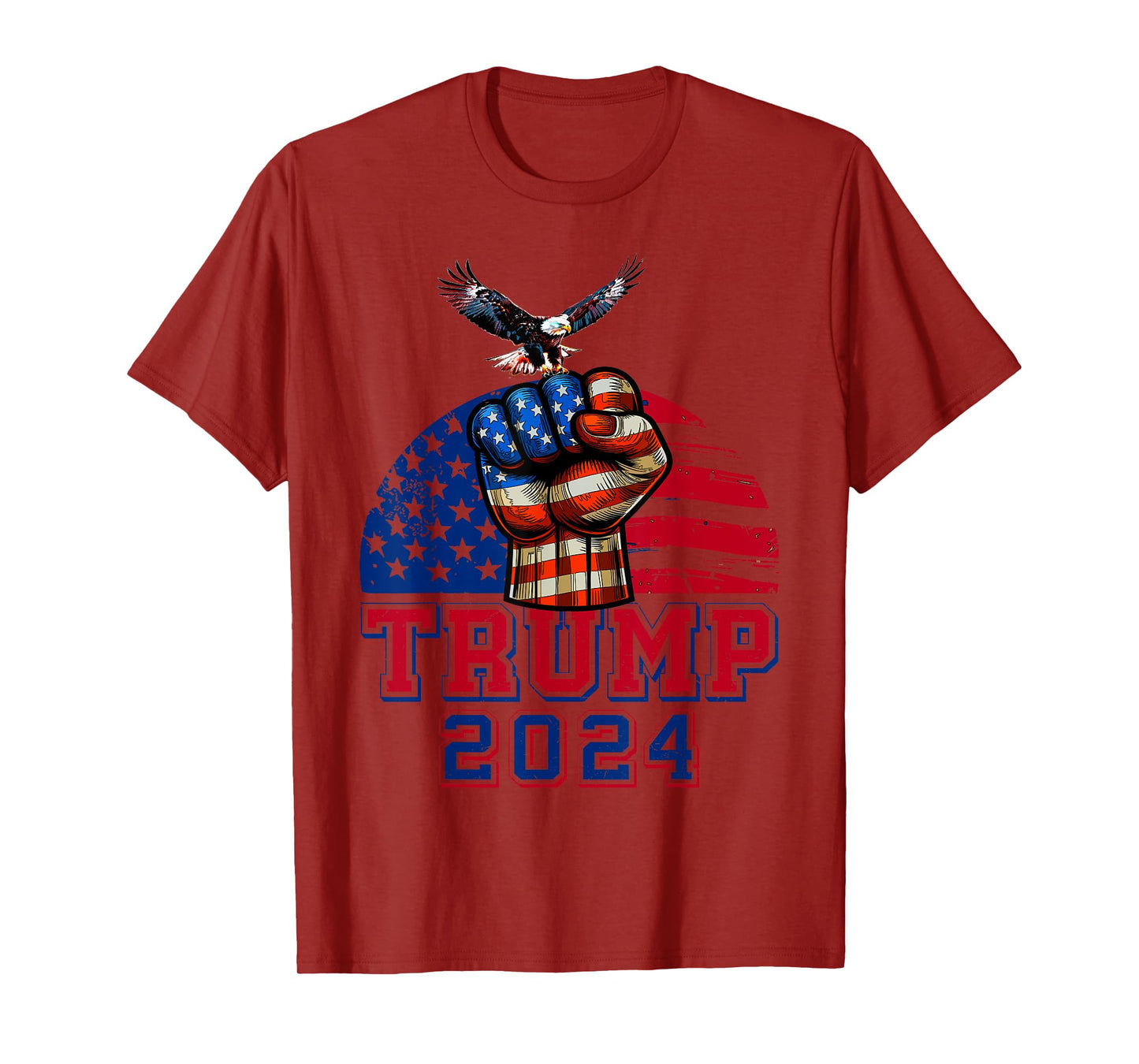 Trump 2024 Red White Blue Patriotic American Flag Eagle T-Shirt