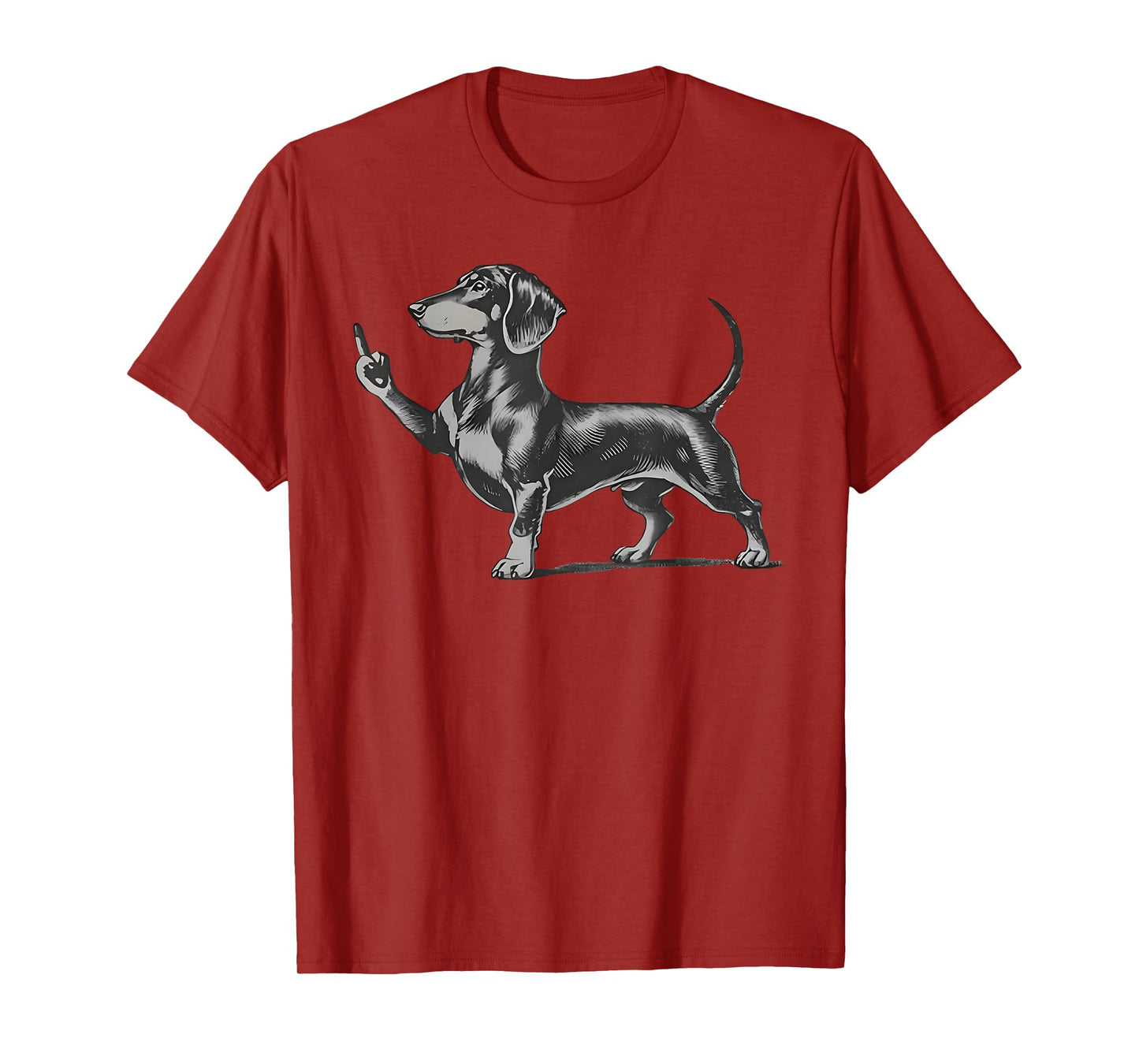 Funny Rude Black Dachshund Dog Meme Middle Finger Wiener Dog T-Shirt