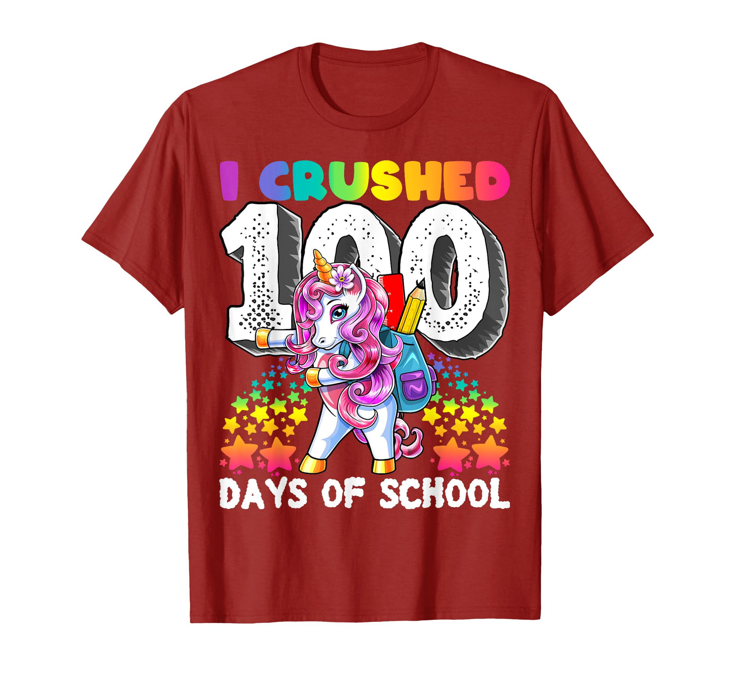 I Crushed 100 Days of School Flossing Unicorn Gift for Girls T-Shirt