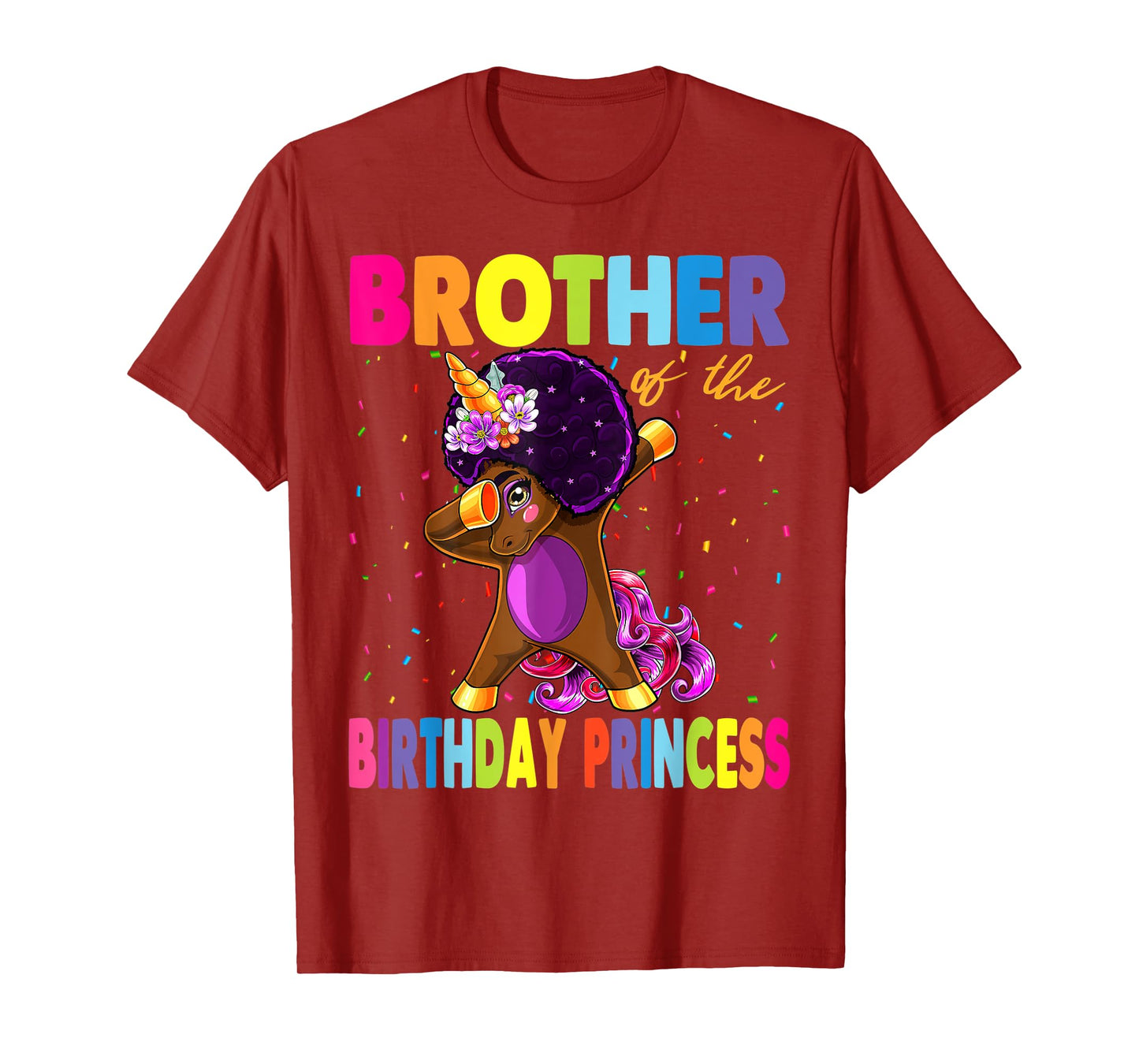 Dabbing Unicorn Afro Brother of the Birthday Princess T-Shirt