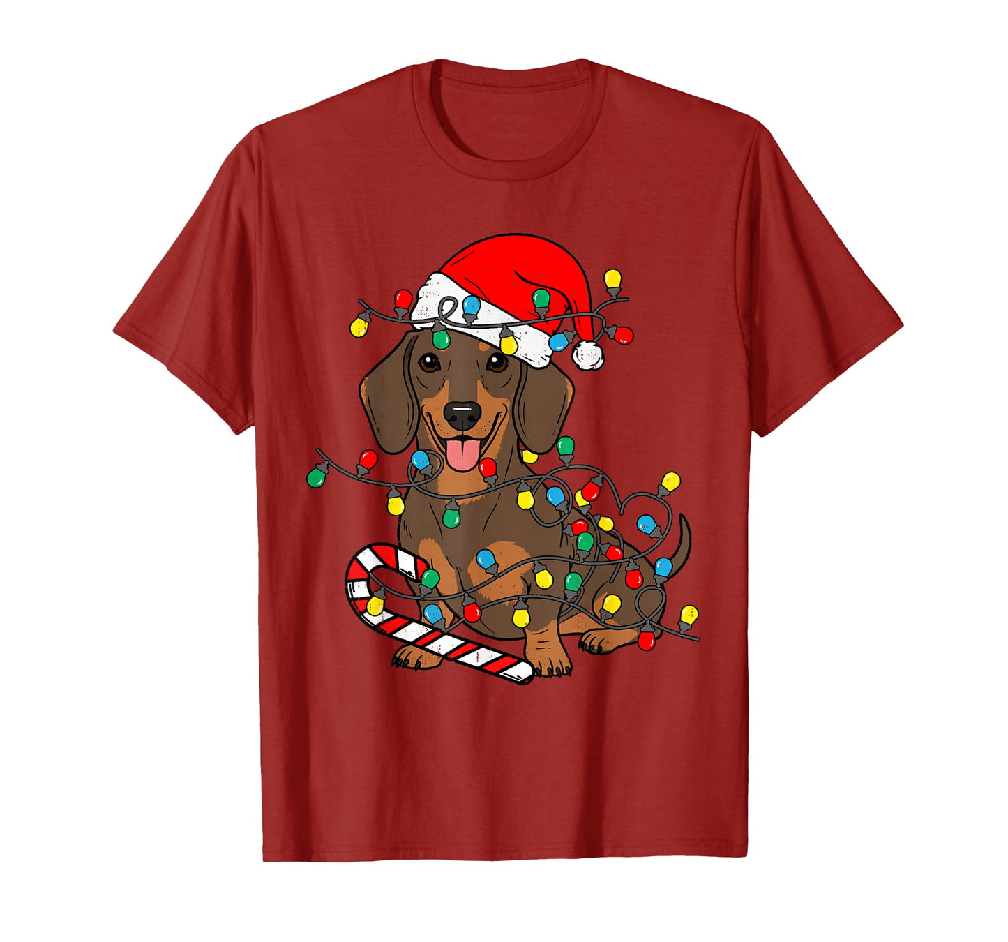 Dachshund Dog Christmas Lights Santa Xmas Pet Dog Lover T-Shirt