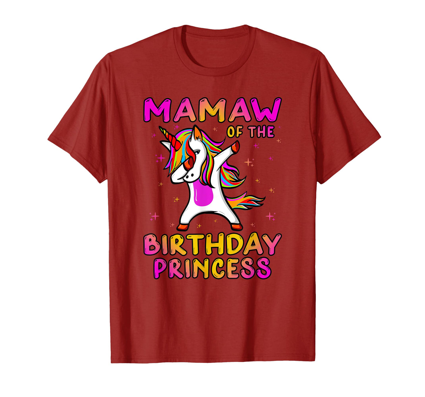 Mamaw Of The Birthday Princess Girl Grandma Dabbing Unicorn T-Shirt