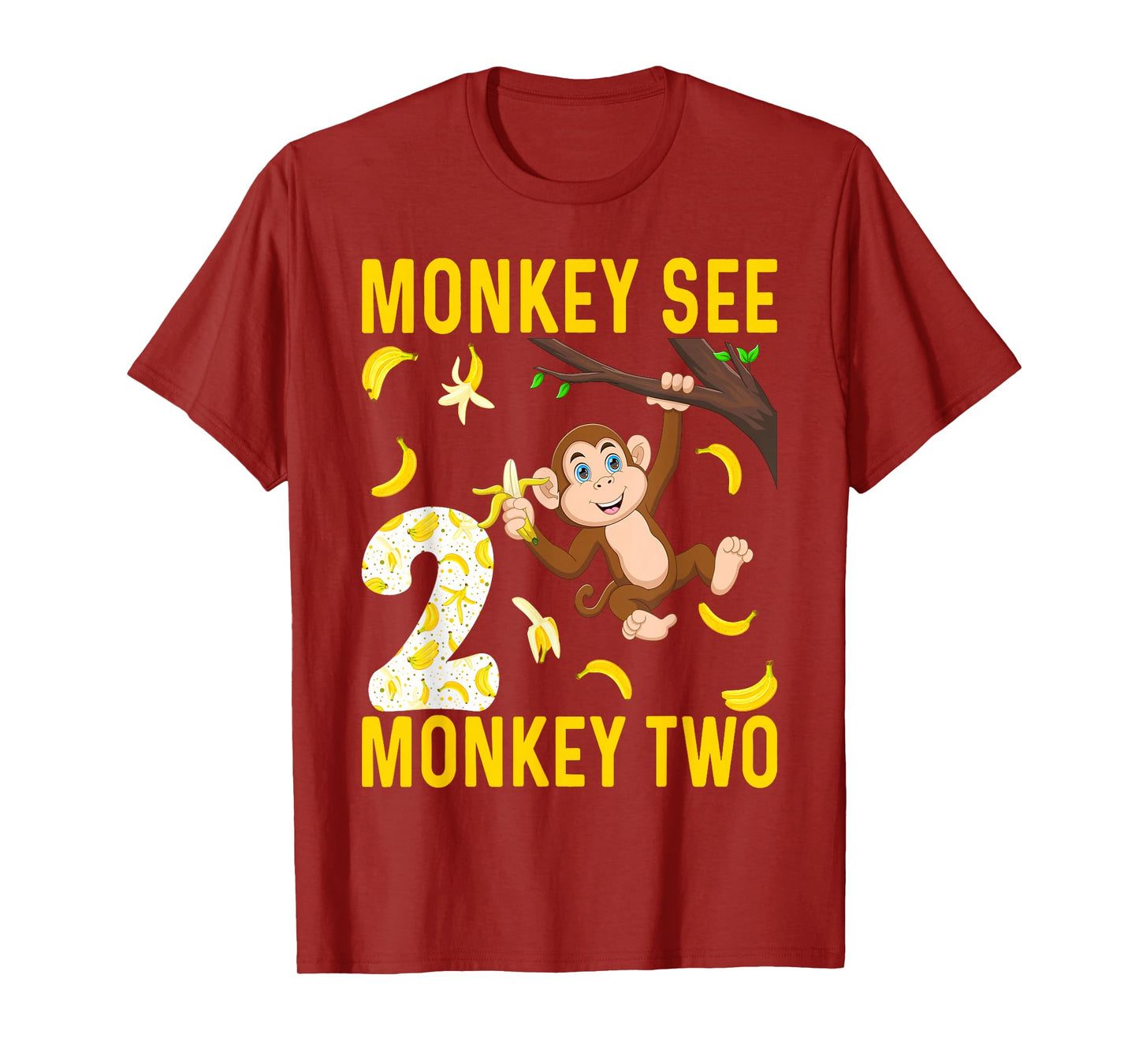 Kids 2 Years Old Monkey Party Themes 2nd Birthday T-Shirt