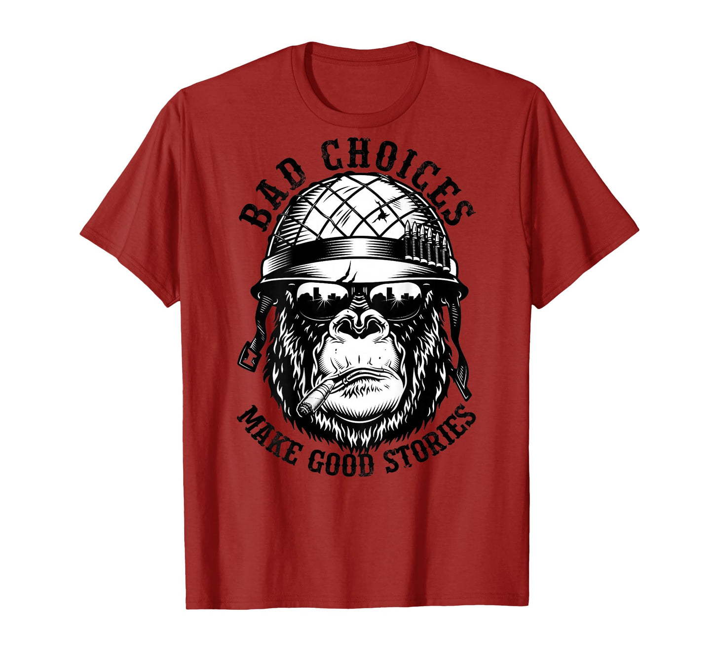 Funny Monkey Bad Choices Make Good Stories (On Back) T-Shirt