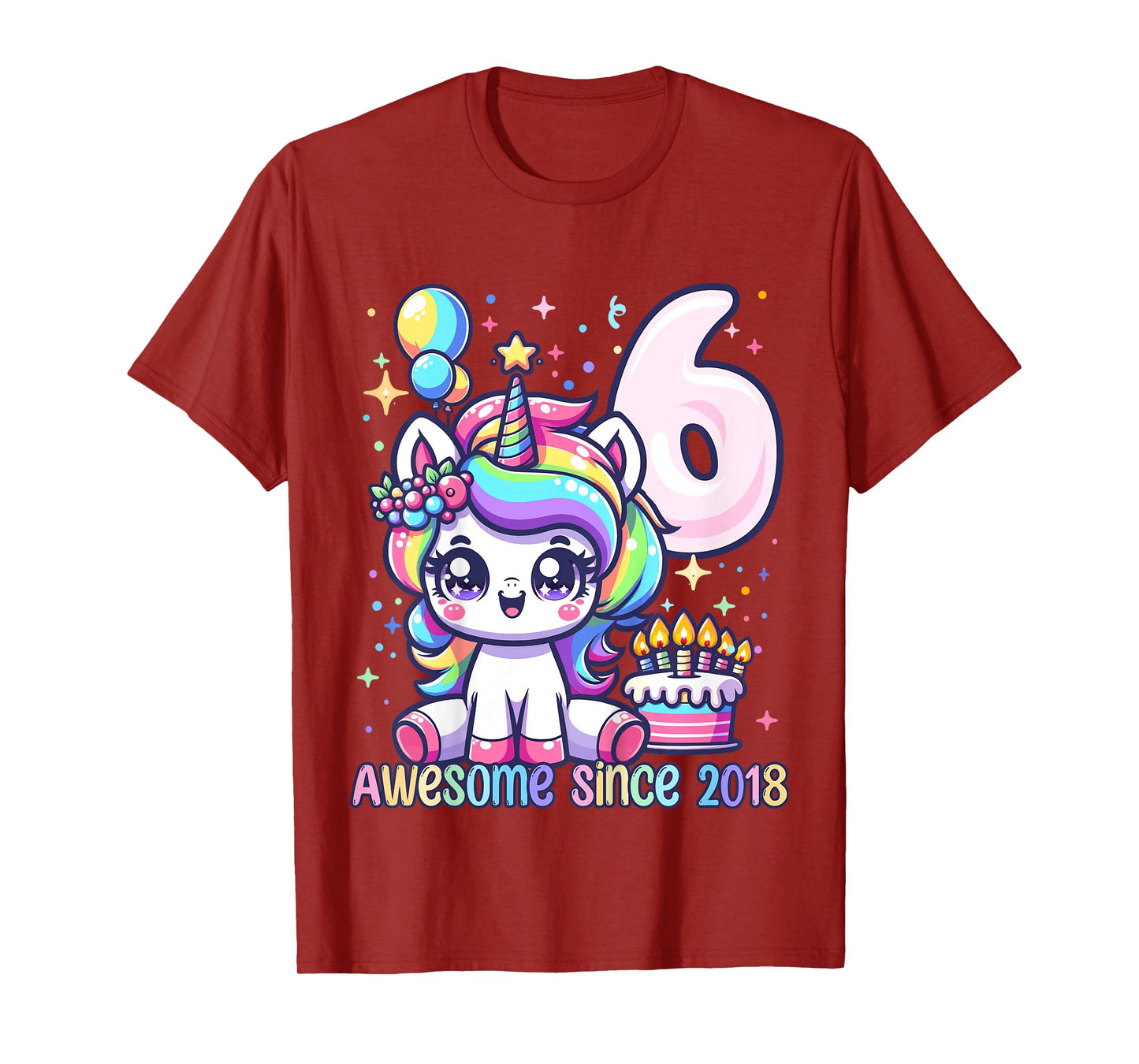 Kids Unicorn 6th Birthday 6 Year Old Unicorn Party Girls Outfit T-Shirt