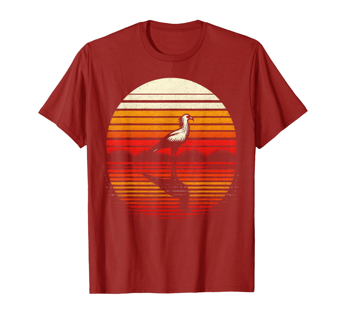 Secretary Bird Sunset Retro Style Safari Vintage 70s T-Shirt