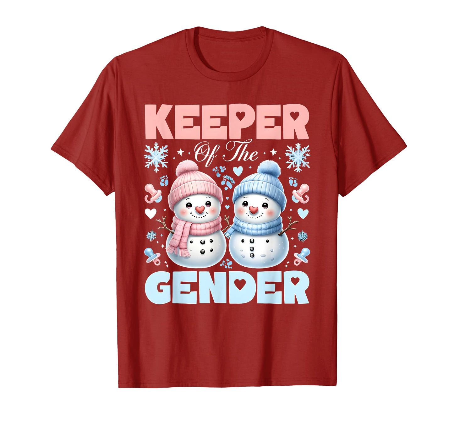 Keeper Of The Gender Reveal Baby Shower Snowman Christmas T-Shirt