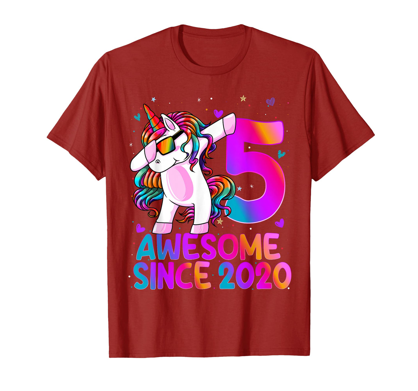 Dabbing Unicorn 5 Year Old 5th Birthday Girl Unicorn Party T-Shirt