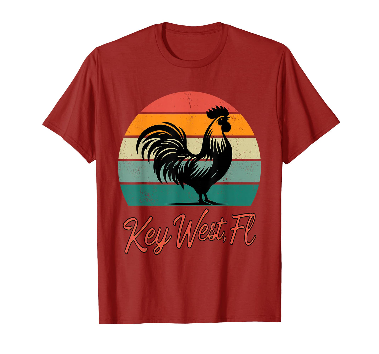 Key West Florida rooster chicken with retro sunset T-Shirt