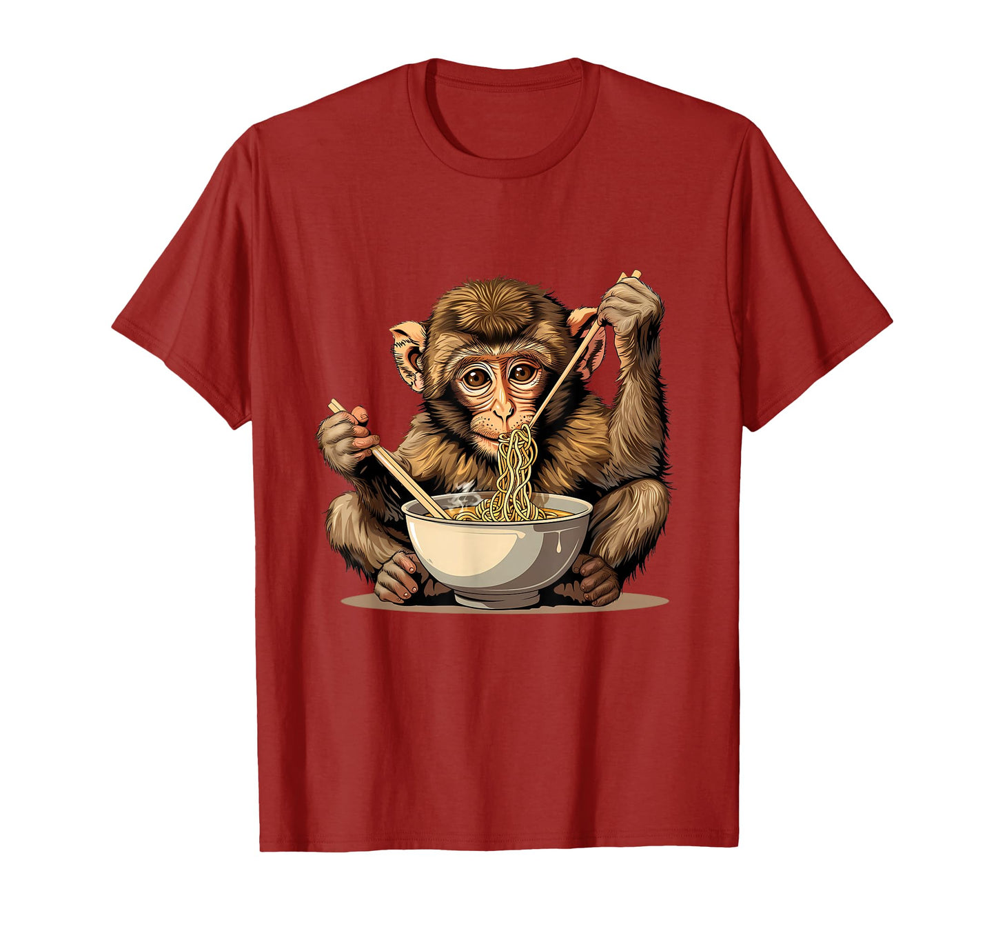Cute Monkey Eating Ramen Monkey Noodle Art Japanese Noodles T-Shirt