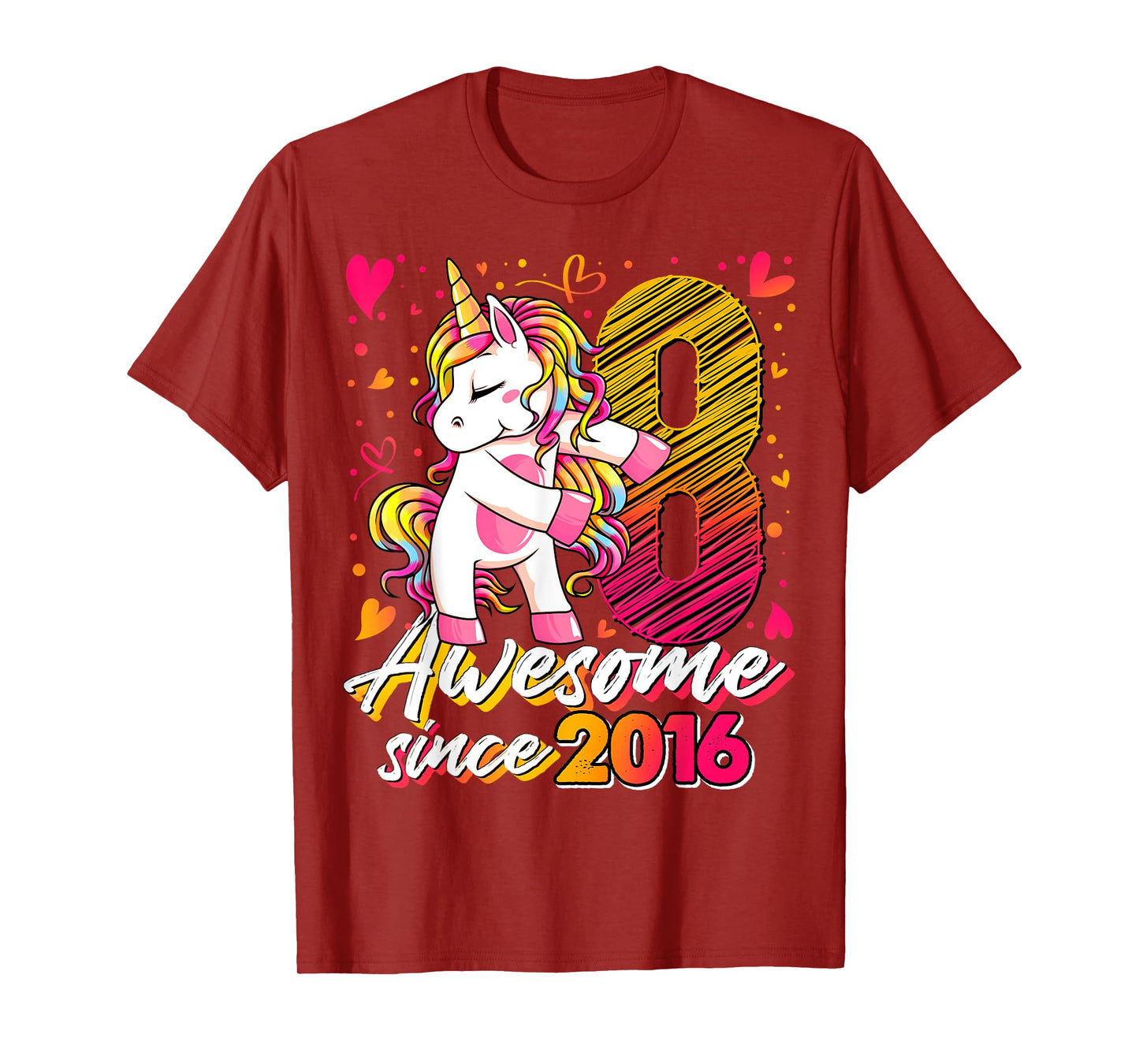 8 Years Old Flossing Unicorn Gifts 8th Birthday Girl Party T-Shirt