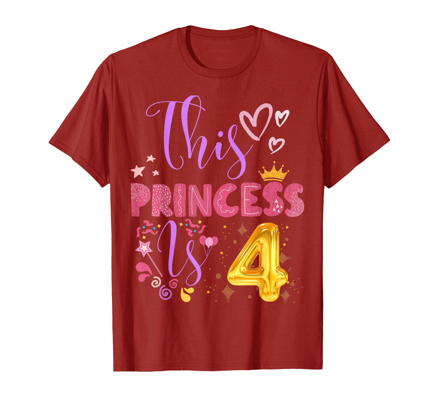 Birthday Girl This Princess Is 4 Year Old Girl B-Day T-Shirt