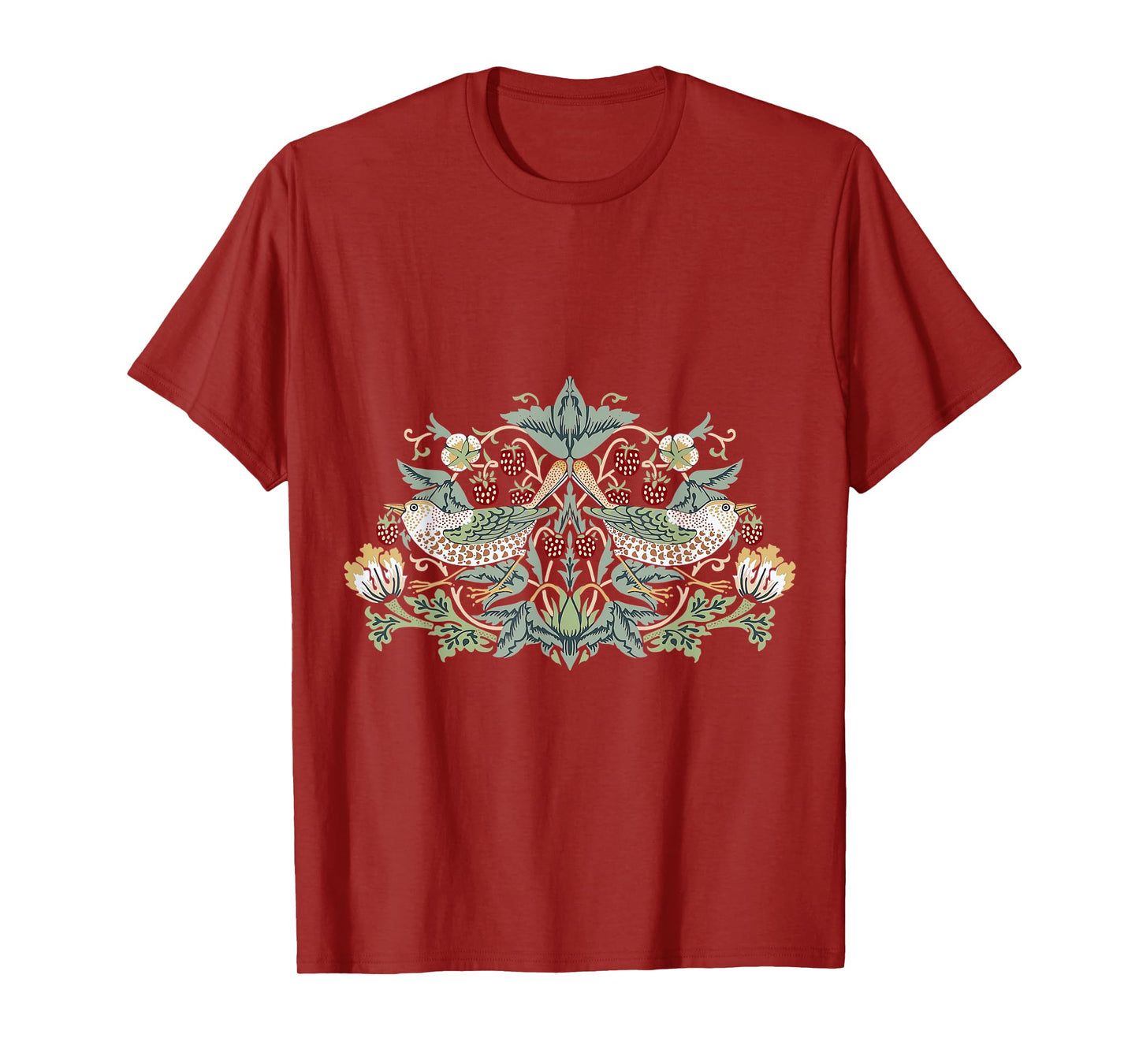Pixelchicken William Morris Strawberry Thief Bird T-Shirt, Small