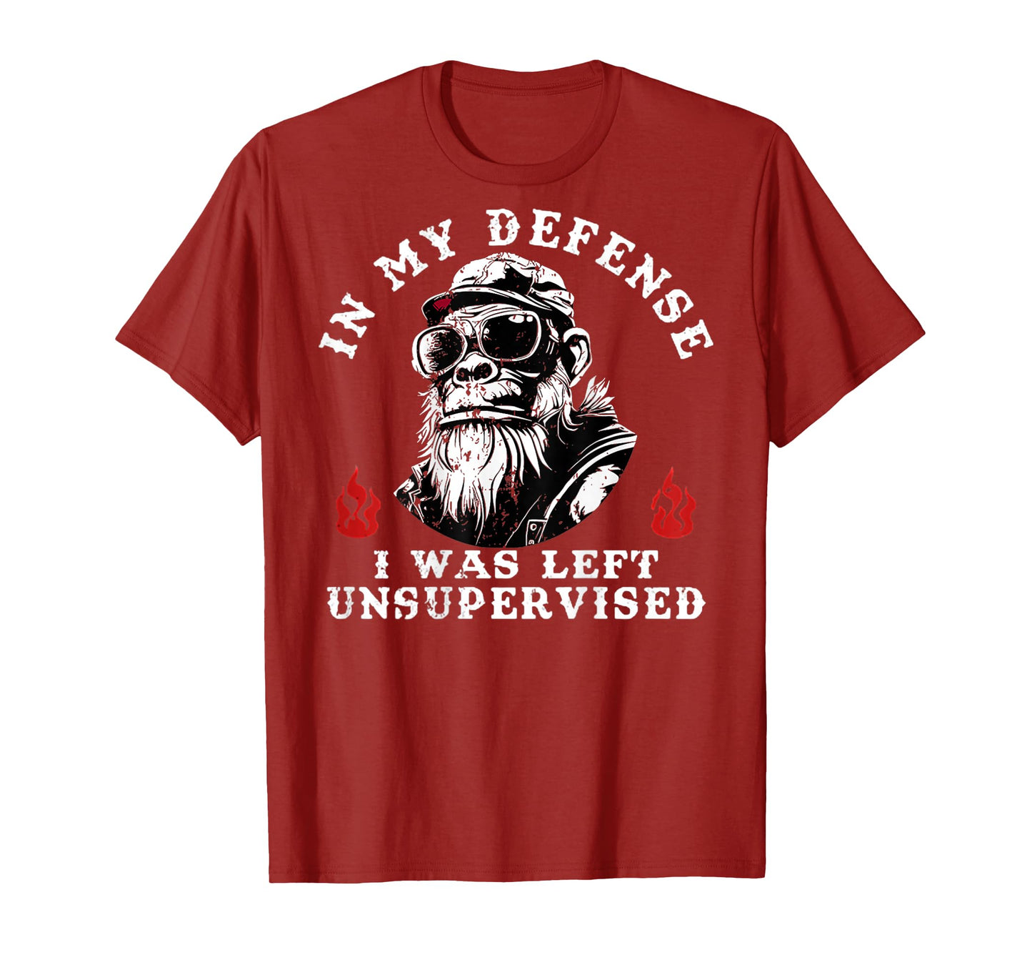 Funny Monkey In My Defense I Was Left Unsupervised (On Back) T-Shirt