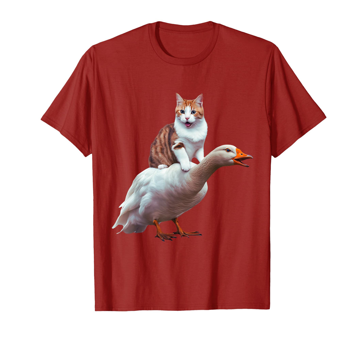 Funny Cat Goose Meme Cat Riding Geese Animal Humor Cat Goose T-Shirt for Men Women Kids