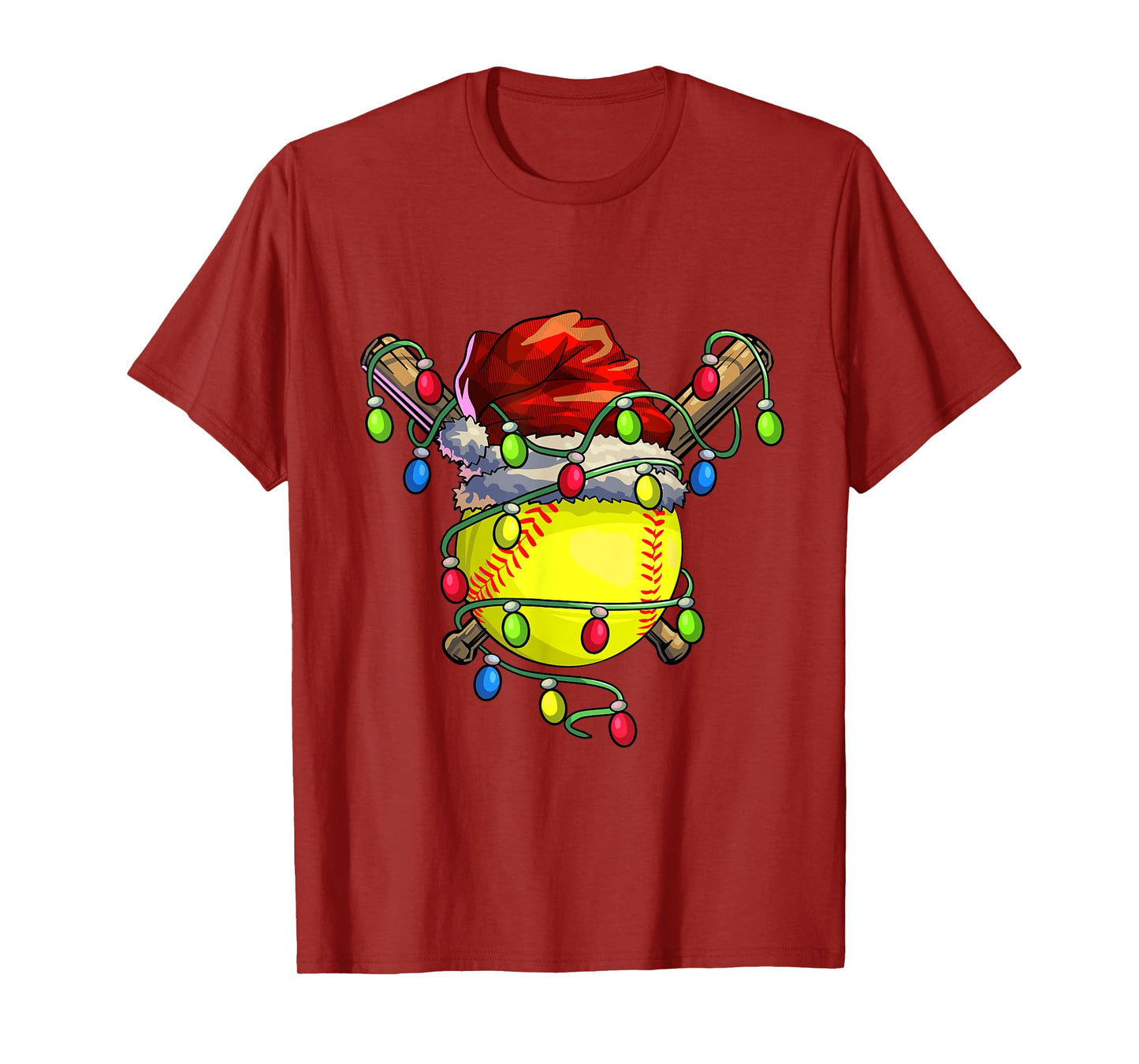 Christmas Softball Xmas Christmas Lights Softball Player T-Shirt
