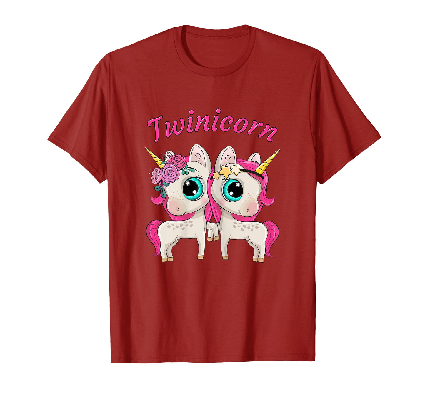 Twin Girls Twinicorn Women & Kids Sisters Cartoon Unicorns T-Shirt