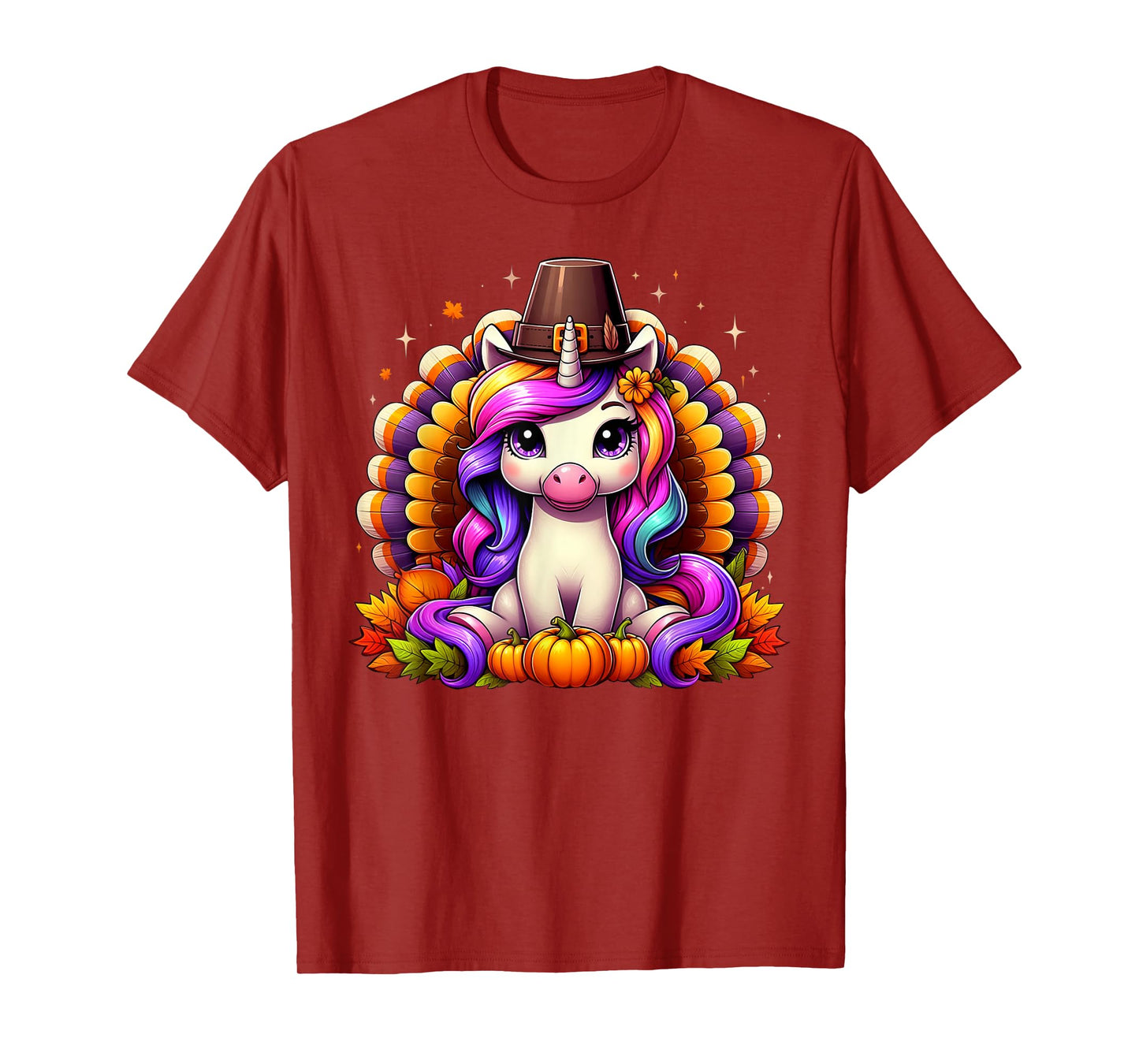 Happy Thanksgiving Toddler Turkey Cute Unicorn Girls Kids T-Shirt