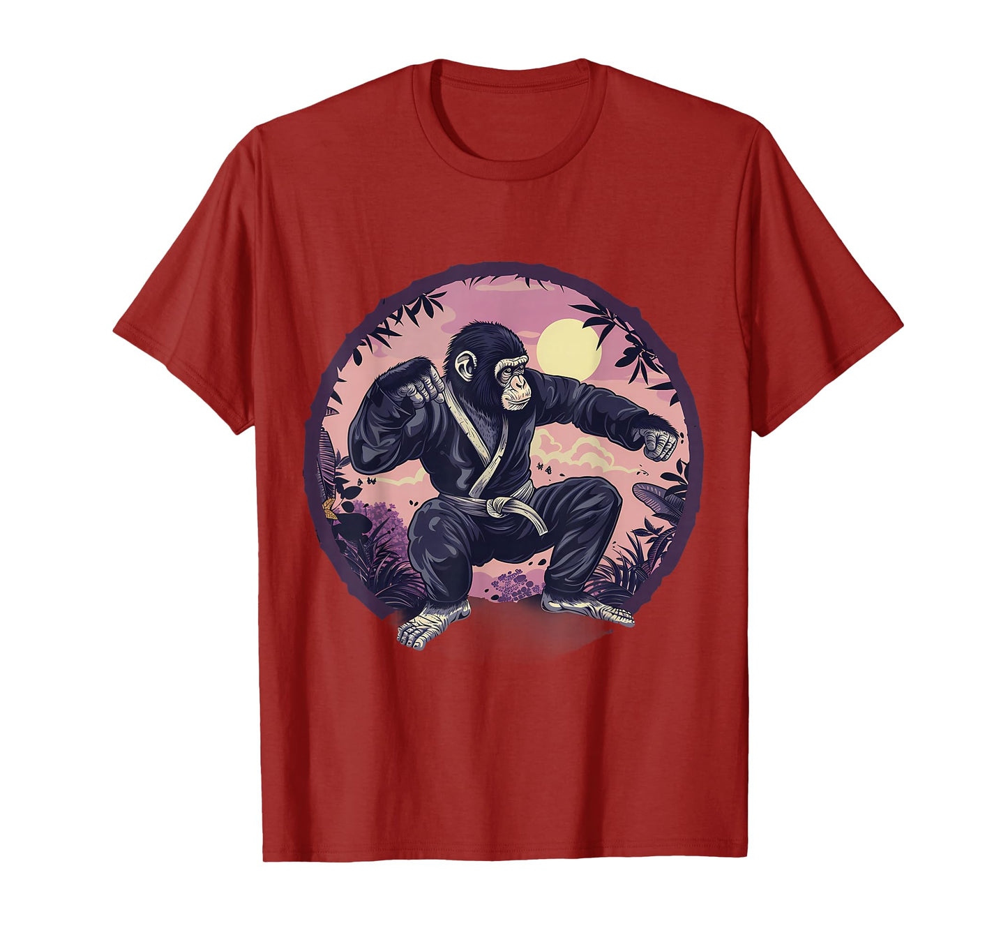 Karate Monkey Nature Moon MMA Kickboxing Monkey Lover T-Shirt