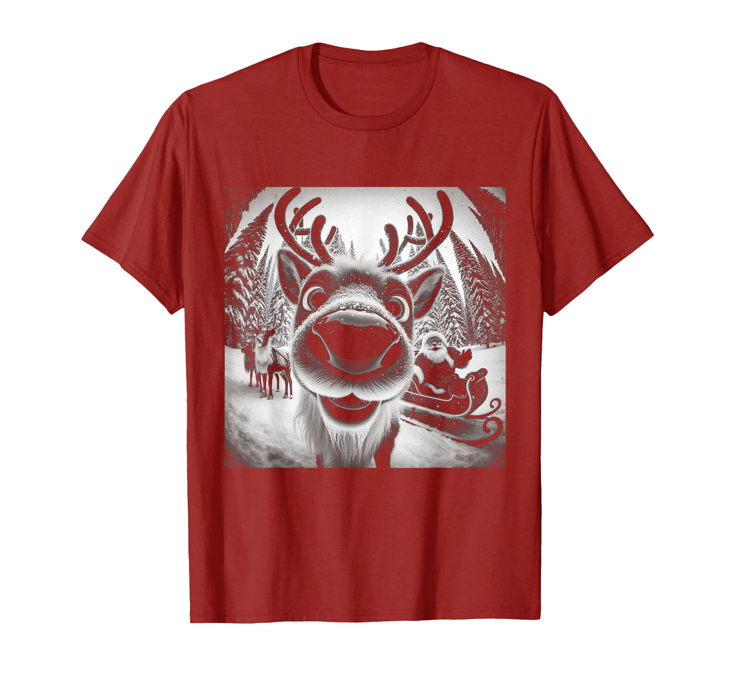 Funny Reindeer Selfie Christmas T-Shirt