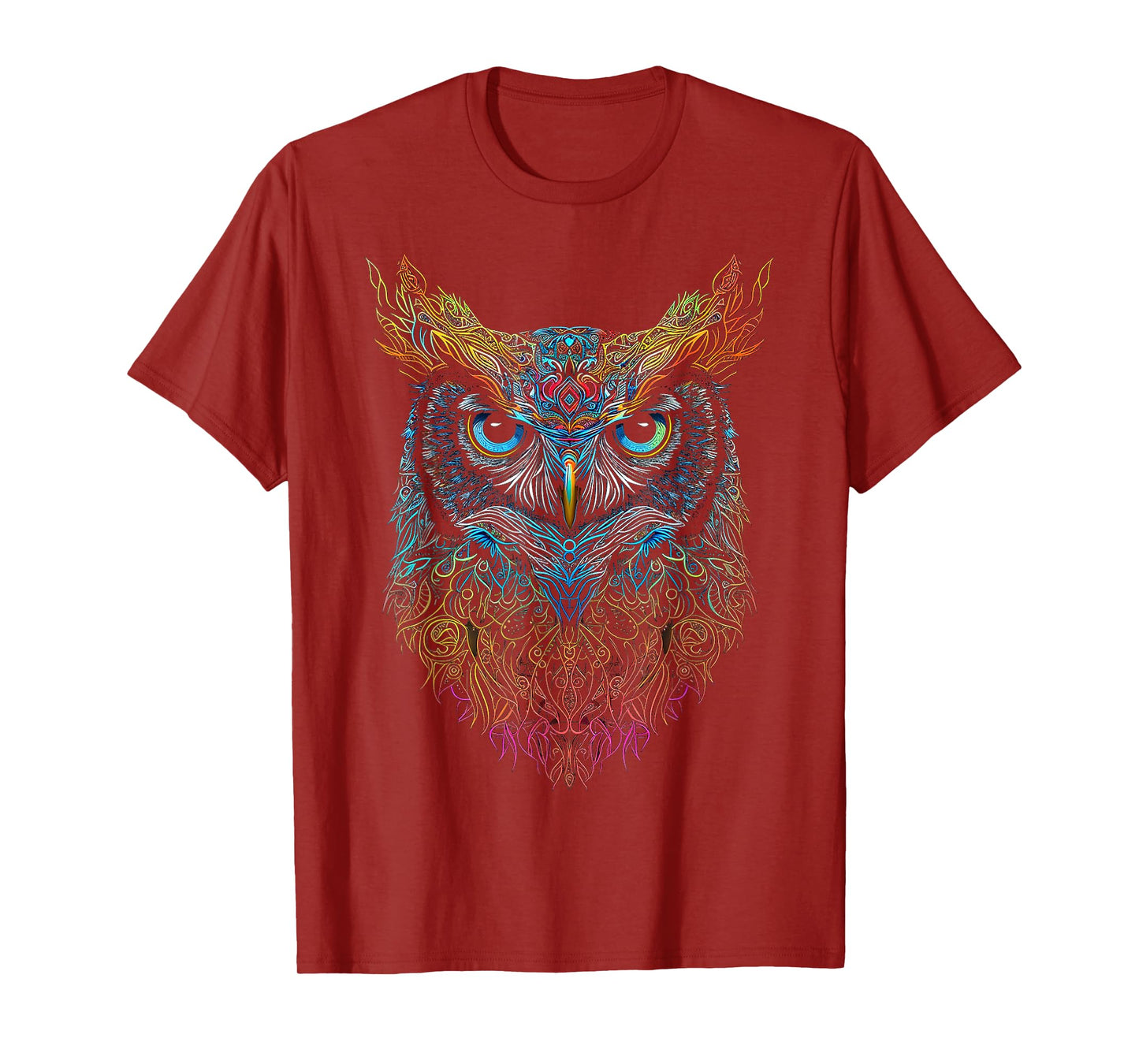Owl Colorful Mandala Graphic Animal Art Bird Owl T-Shirt